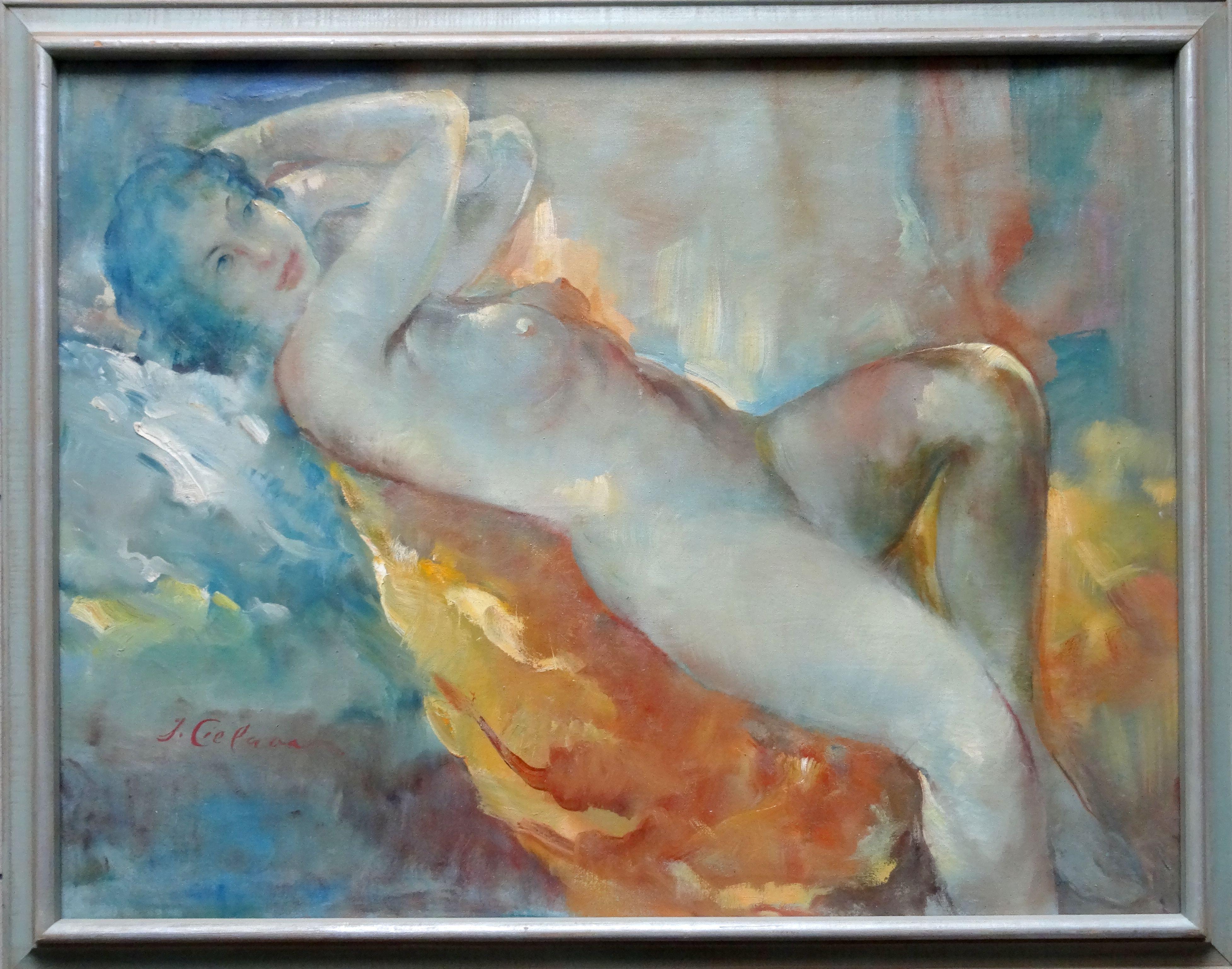 Act. 1978. Canvas, oil, 66x86 cm - Painting by Janis Cielavs