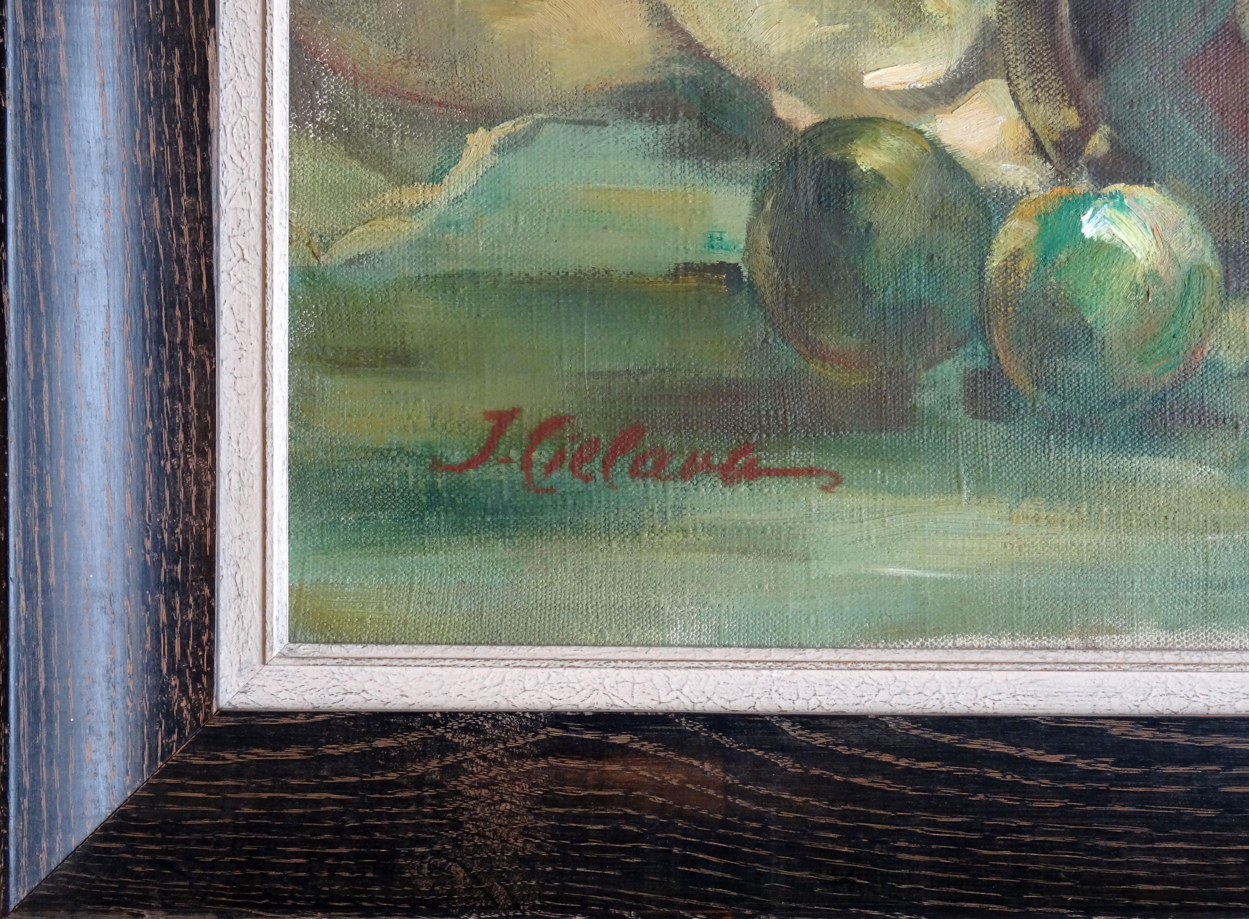 Naturaleza muerta con rosas. Lienzo, óleo, 71x56 cm - Painting Impresionista de Janis Cielavs