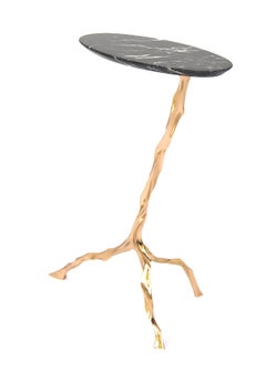 Janis Drink Table with Nero Marquina Marble Top by Fakasaka Design