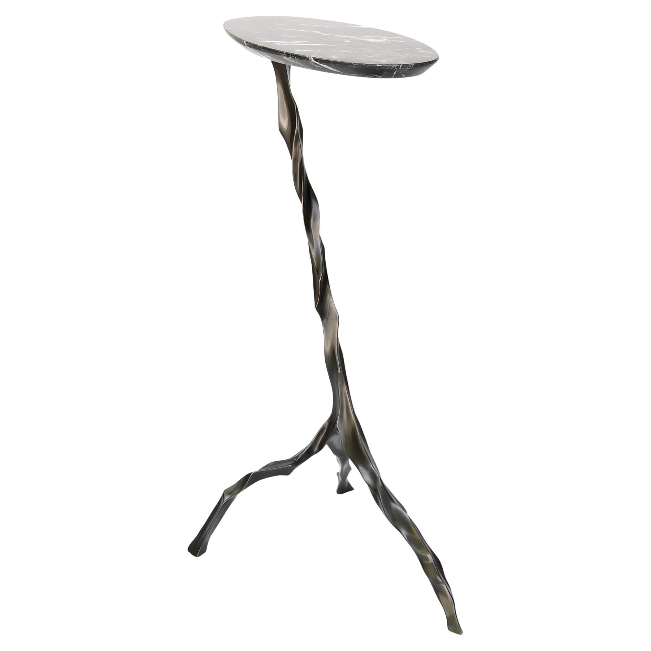 Janis Drink Table with Nero Marquina Marble Top by Fakasaka Design For Sale