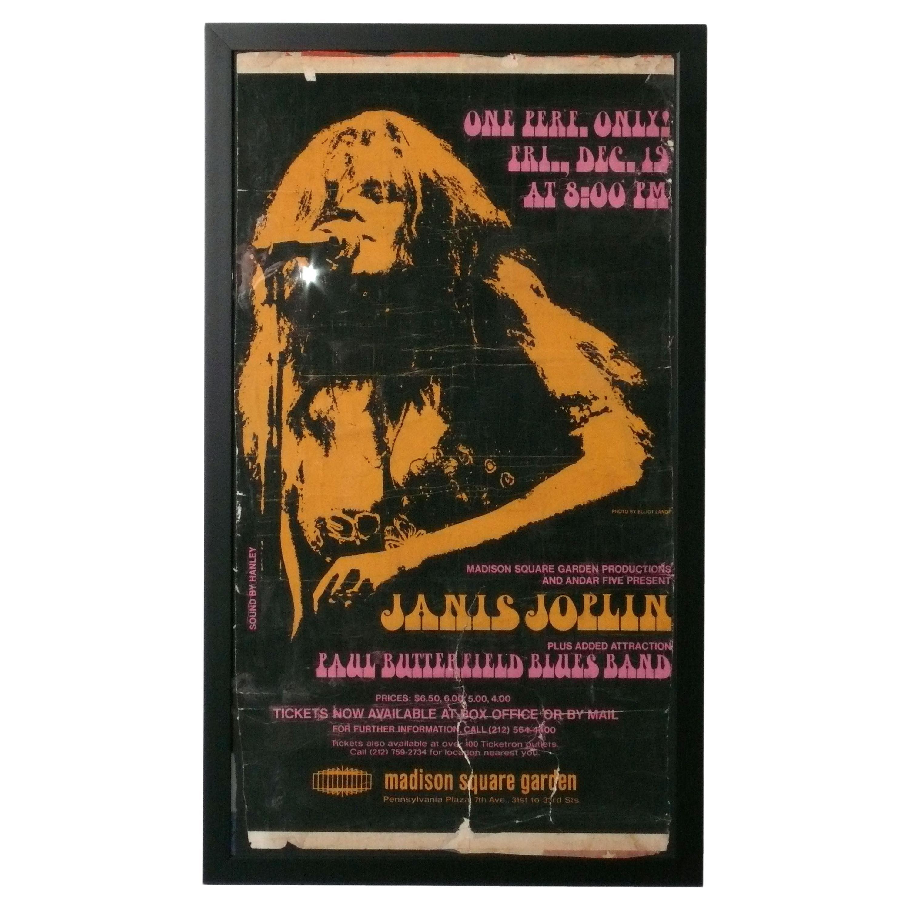 Janis Joplin True Vintage 50" x 29" Madison Square Garden Lithographie Poster 1969 im Angebot