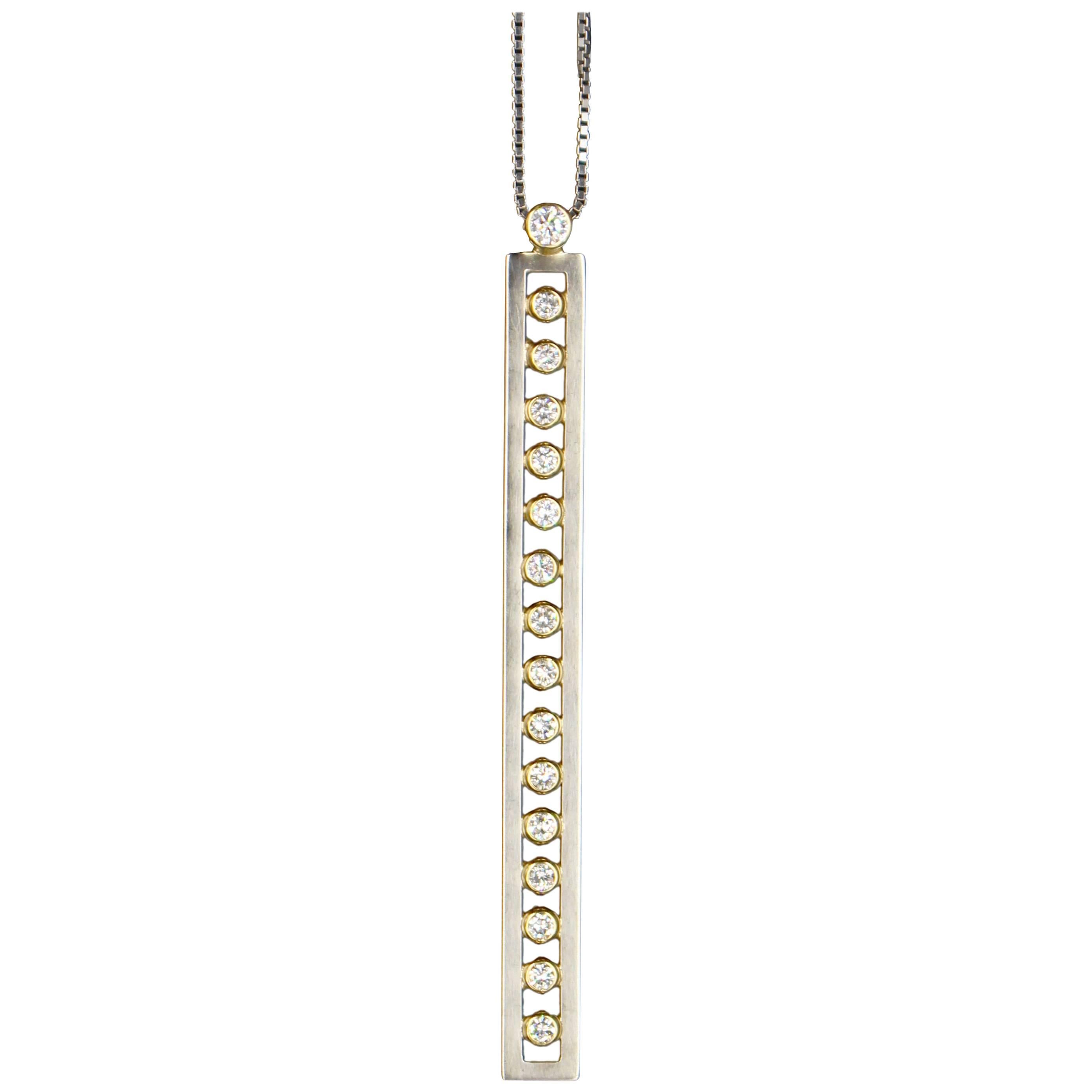 Janis Kerman, 18 Karat Gold and Diamond Bar Pendant, 18 Karat Gold, Diamond