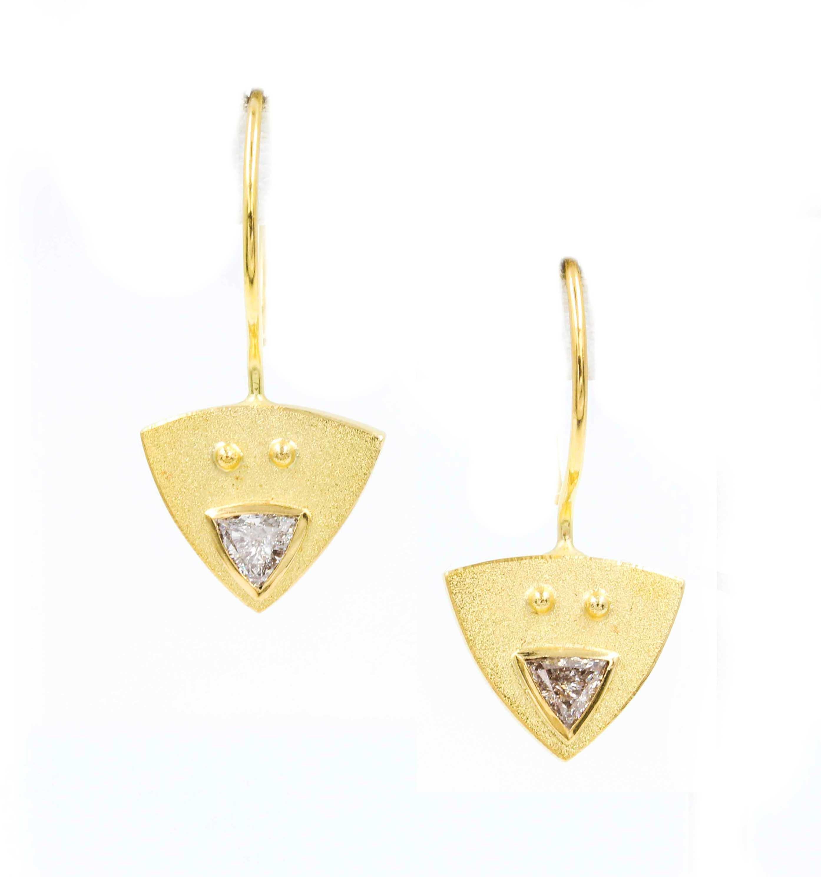 Women's Janis Kerman, 18 Karat Gold and Diamond Earrings For Sale