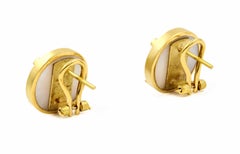 Janis Kerman, 18 Karat Gold, Diamond, Pink Sapphire, Mother of Pearl Earrings
