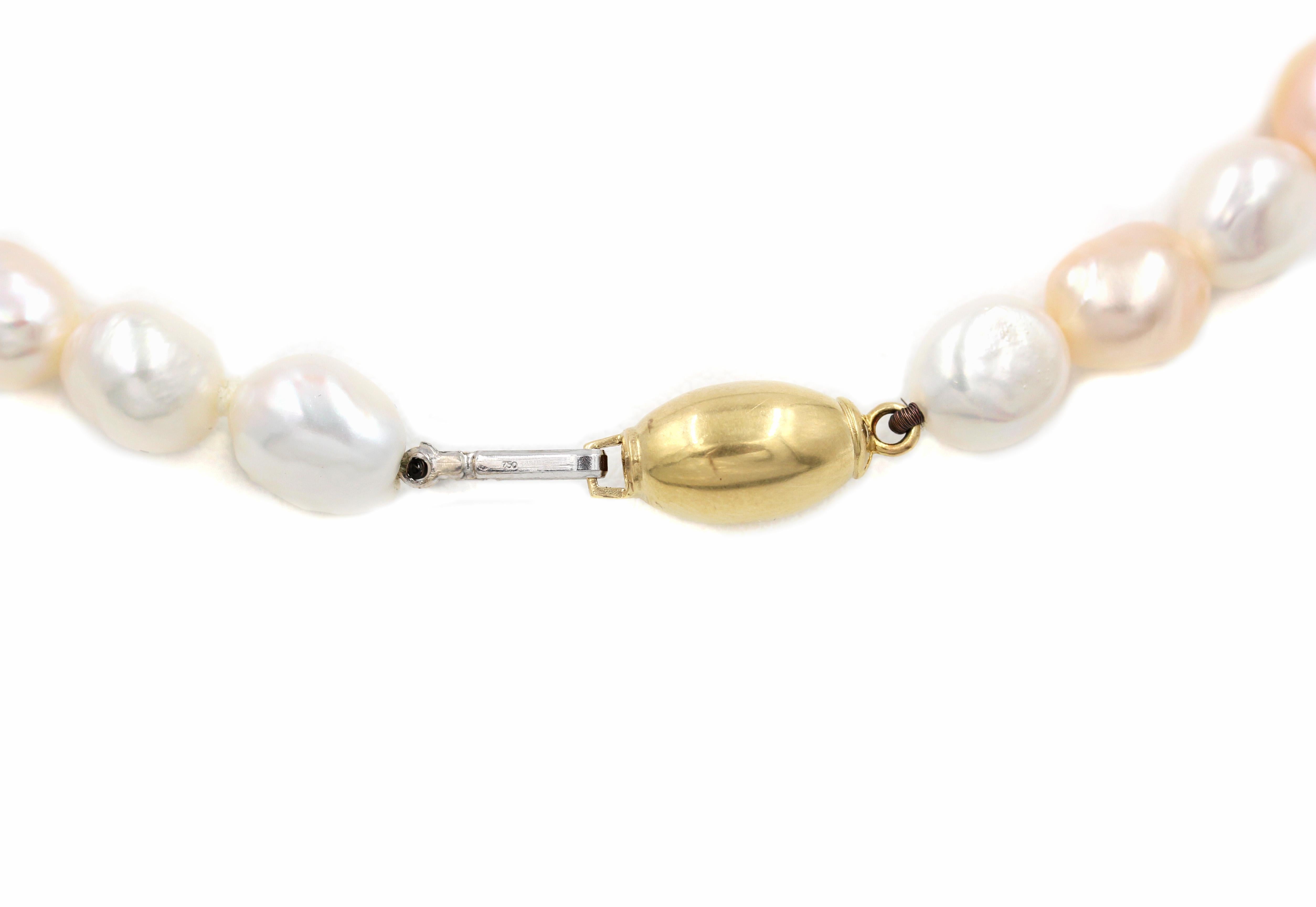 Contemporary Janis Kerman, 18 Karat Gold Pearl Sapphire Abstraction Necklace For Sale