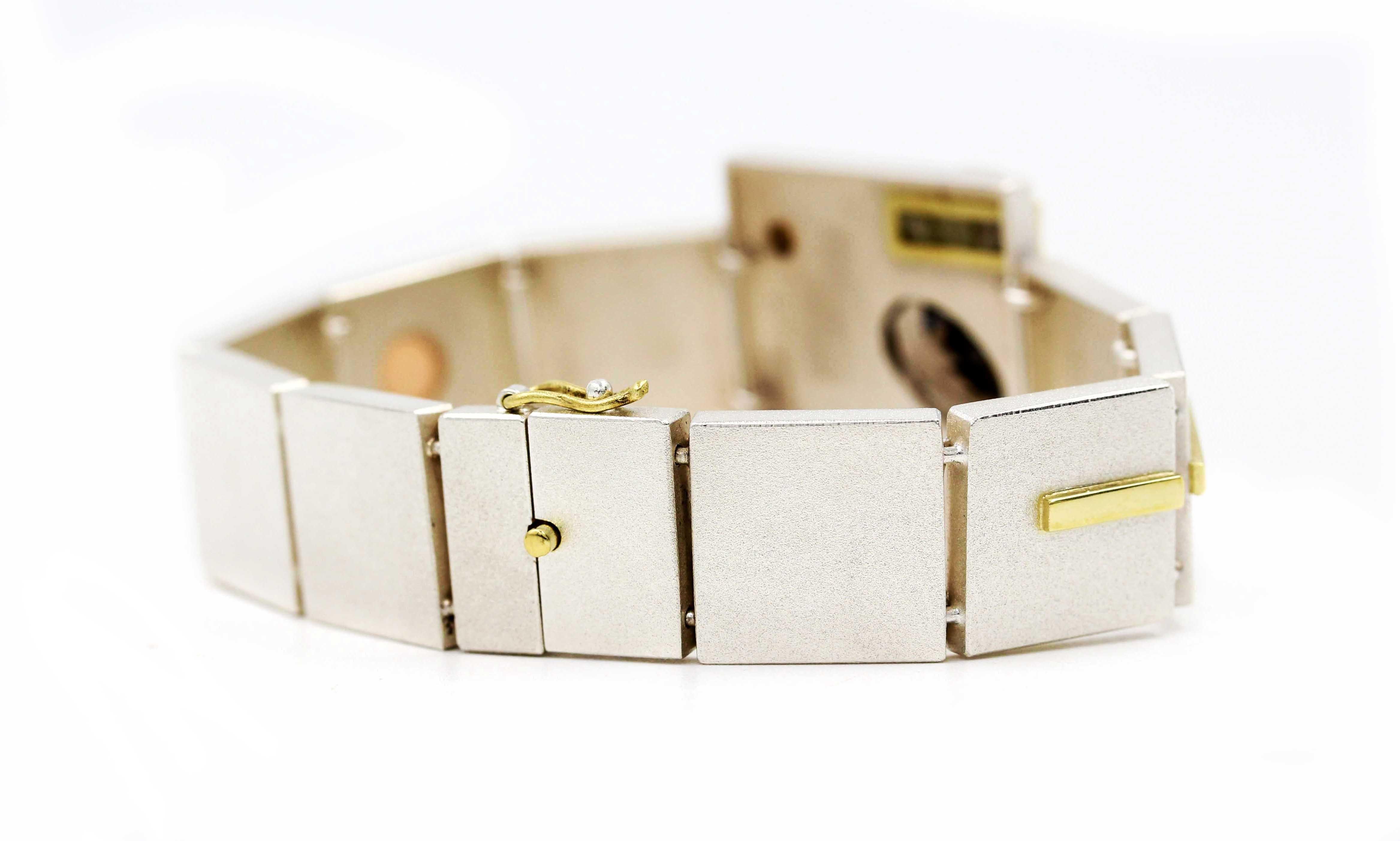 Janis Kerman, Gold Silver Gem Stone Bracelet For Sale 1