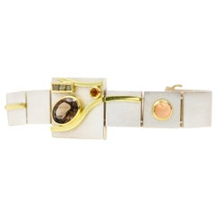 Janis Kerman, Gold Silver Gem Stone Bracelet