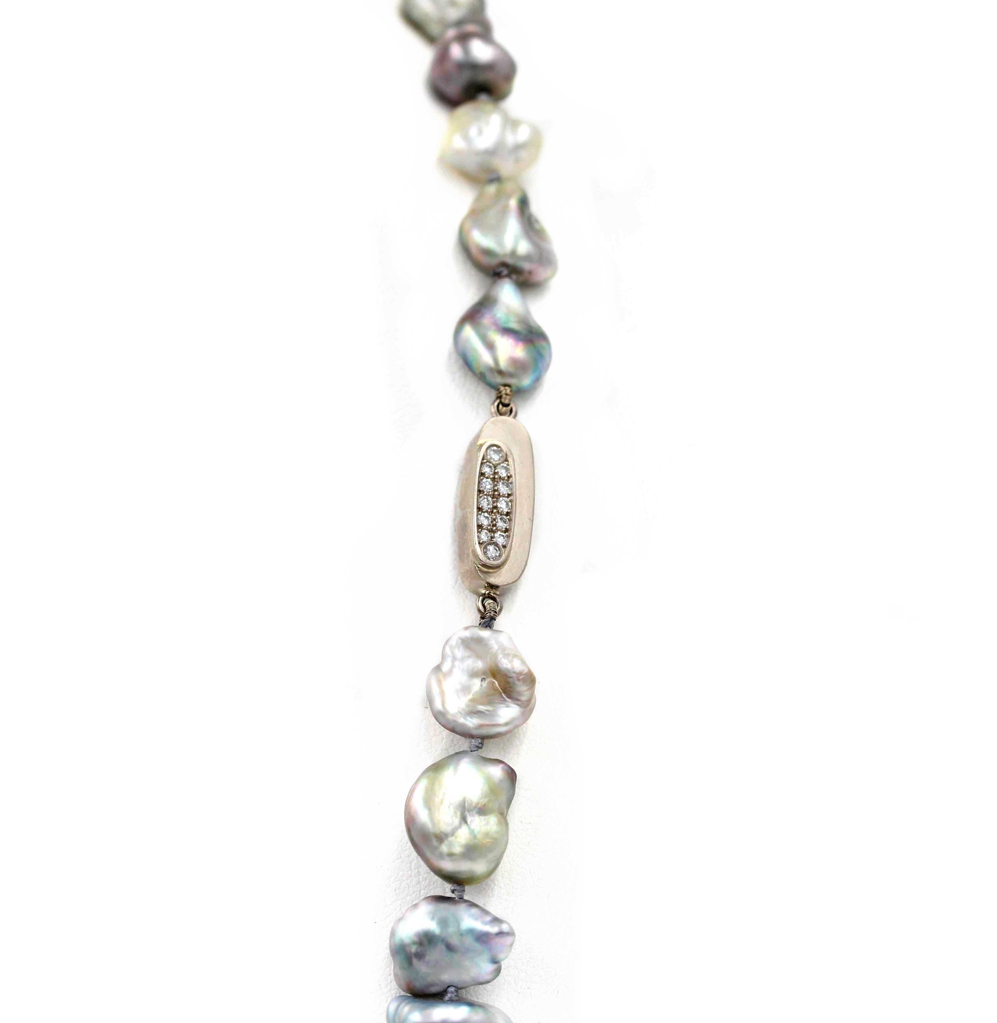 Contemporary Janis Kerman, Keshi Pearl and Gem Stone Necklace For Sale