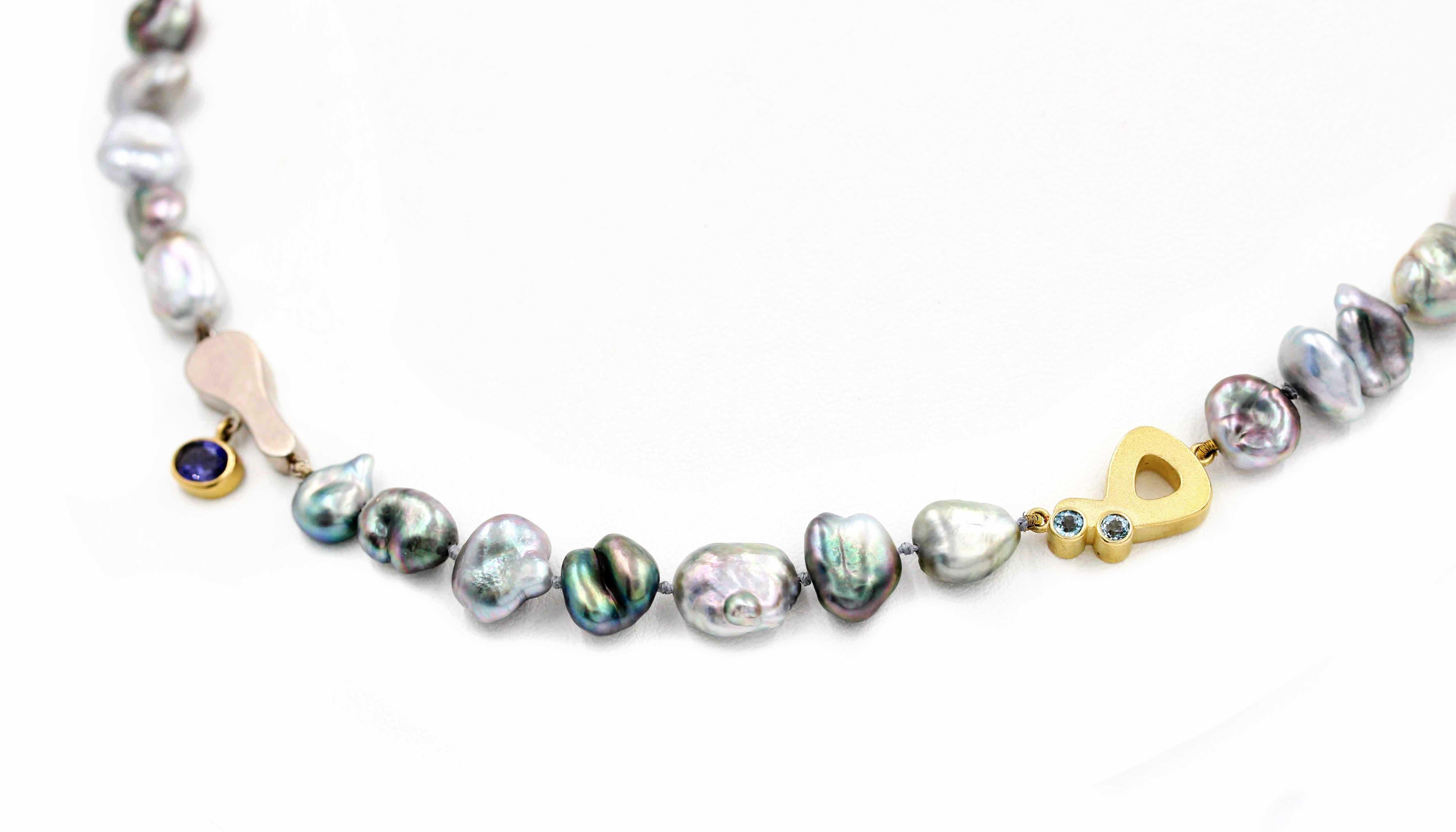 South Sea White Baroque Keshi Pearl Jewelry Set – Gold Plated, Adjustable Ring, Necklace, Earrings