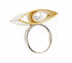 Janis Kerman, Sterling Silver Gold Pearl Ring