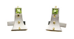 Janis Kerman, Sterling Silver Gold Peridot Cuff Links