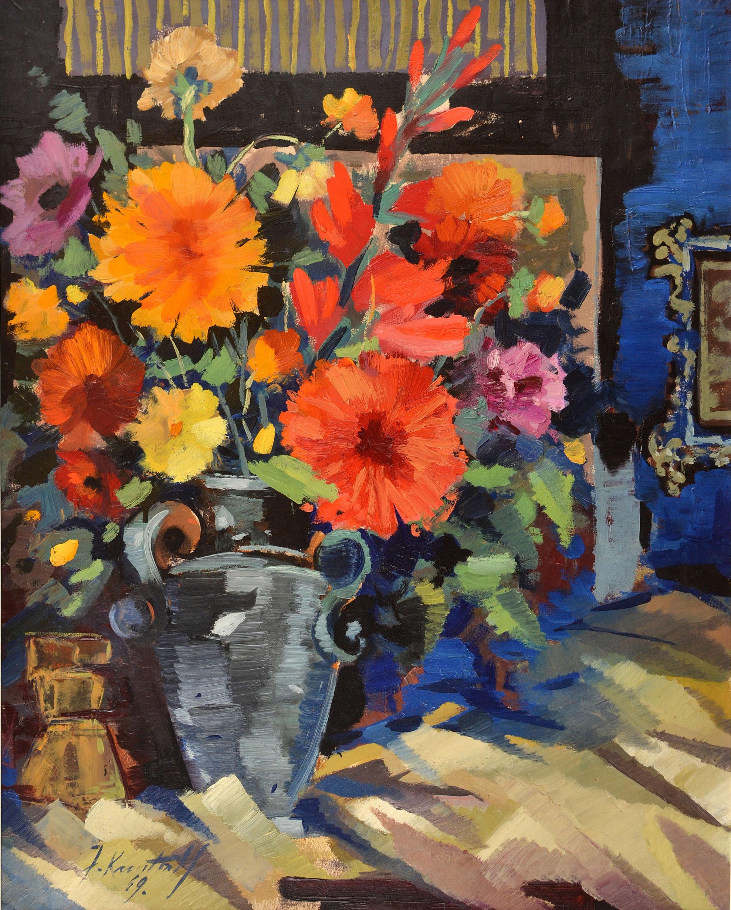 Stilleben mit Blumen. 1969, Sperrholz, Öl, 80x65 cm
