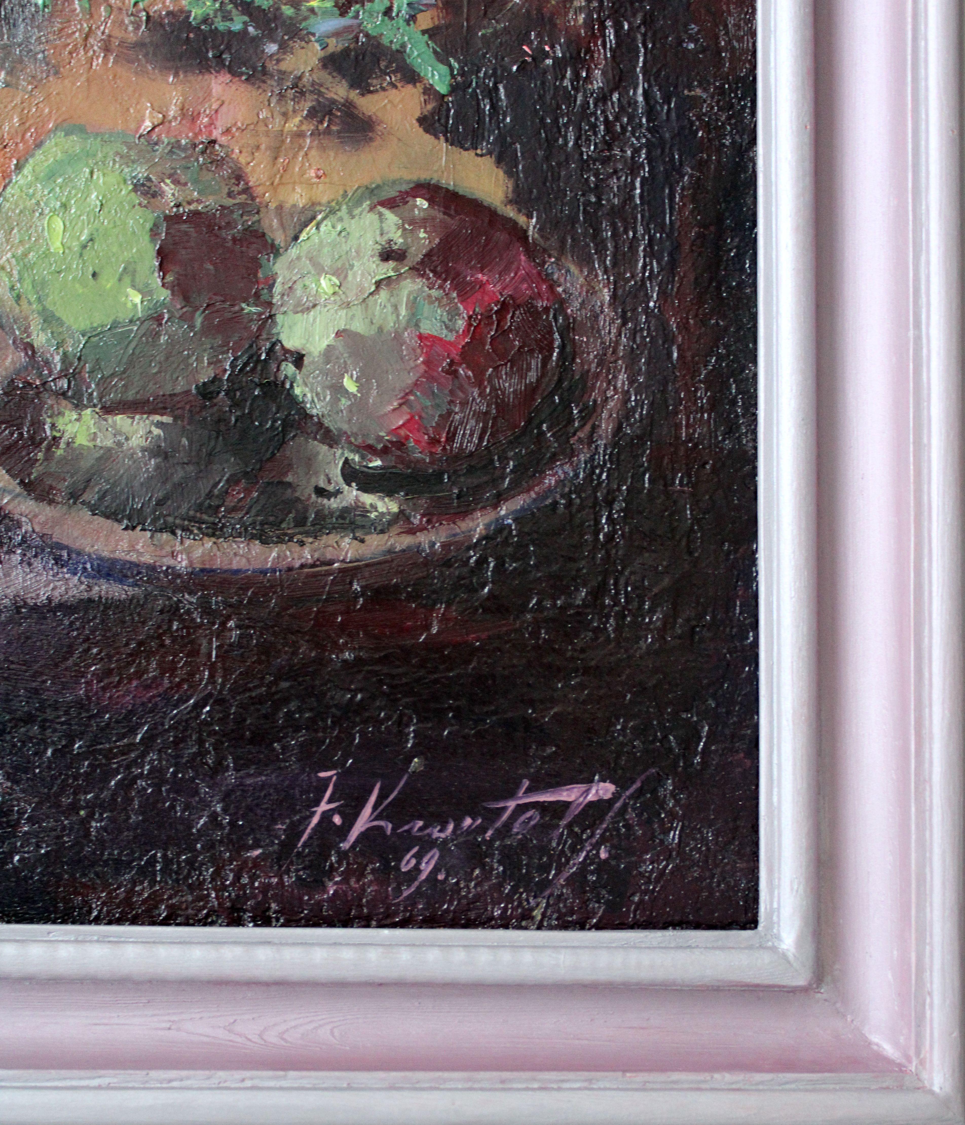 Still life with peonies. 1969, plywood, oil, 68x59 cm For Sale 6