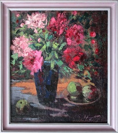 Still life with peonies. 1969, plywood, oil, 68x59 cm