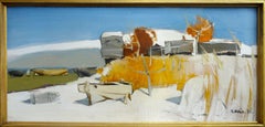Fischerdorf. Pappe, Öl, 34x74,5 cm