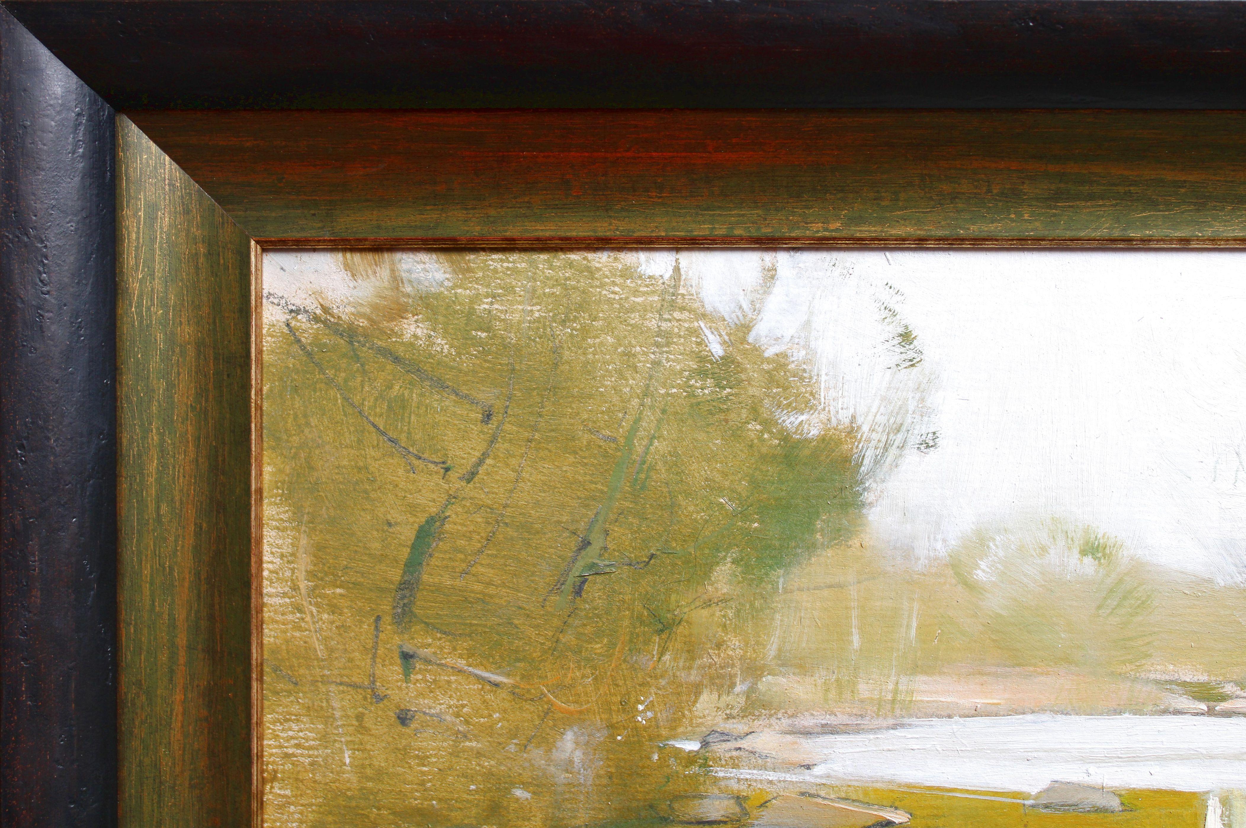 Fiume a Skulte. 1981., cartone, olio, 35x49 cm in vendita 1