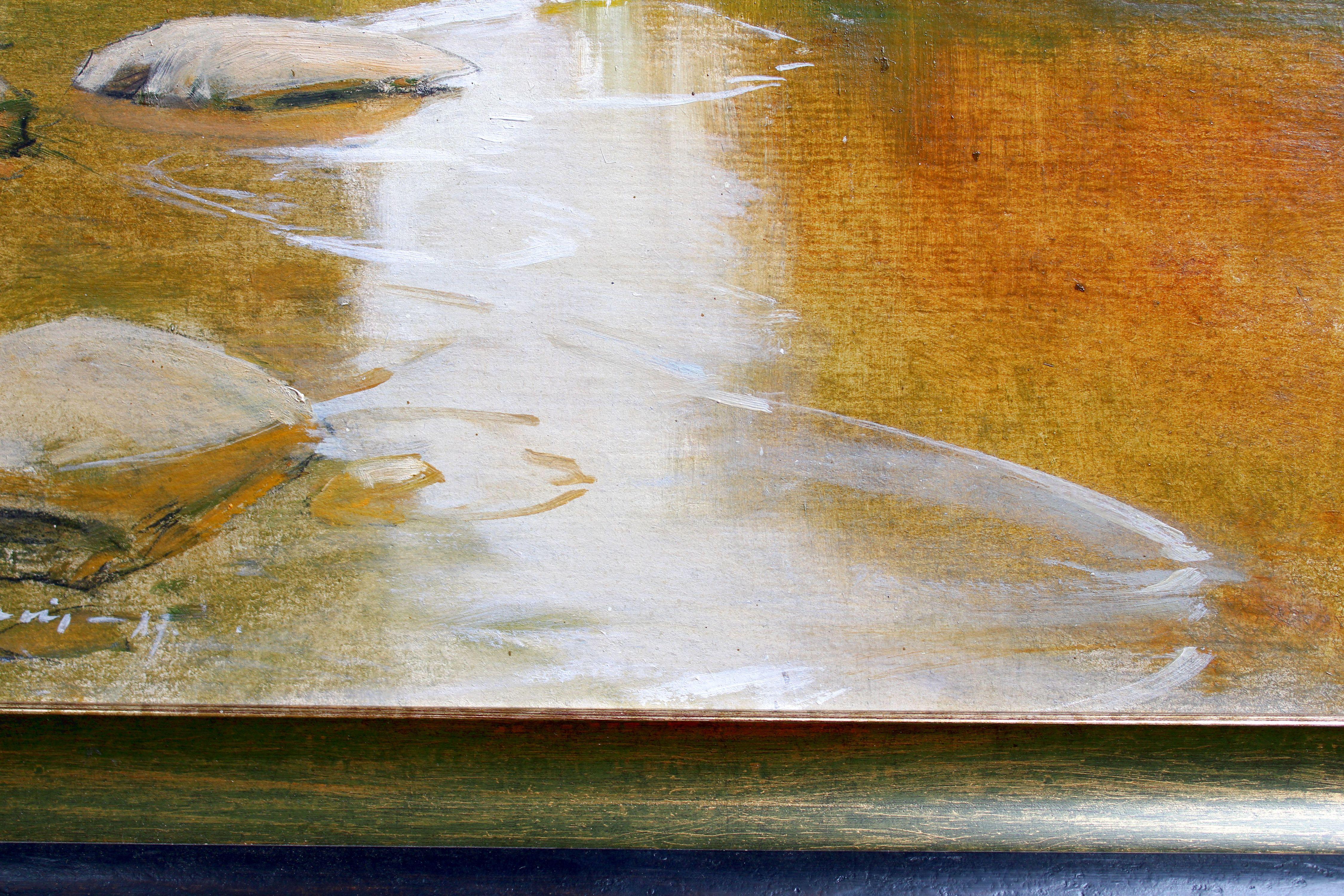 River at Skulte. 1981., cardboard, oil, 35x49 cm For Sale 2