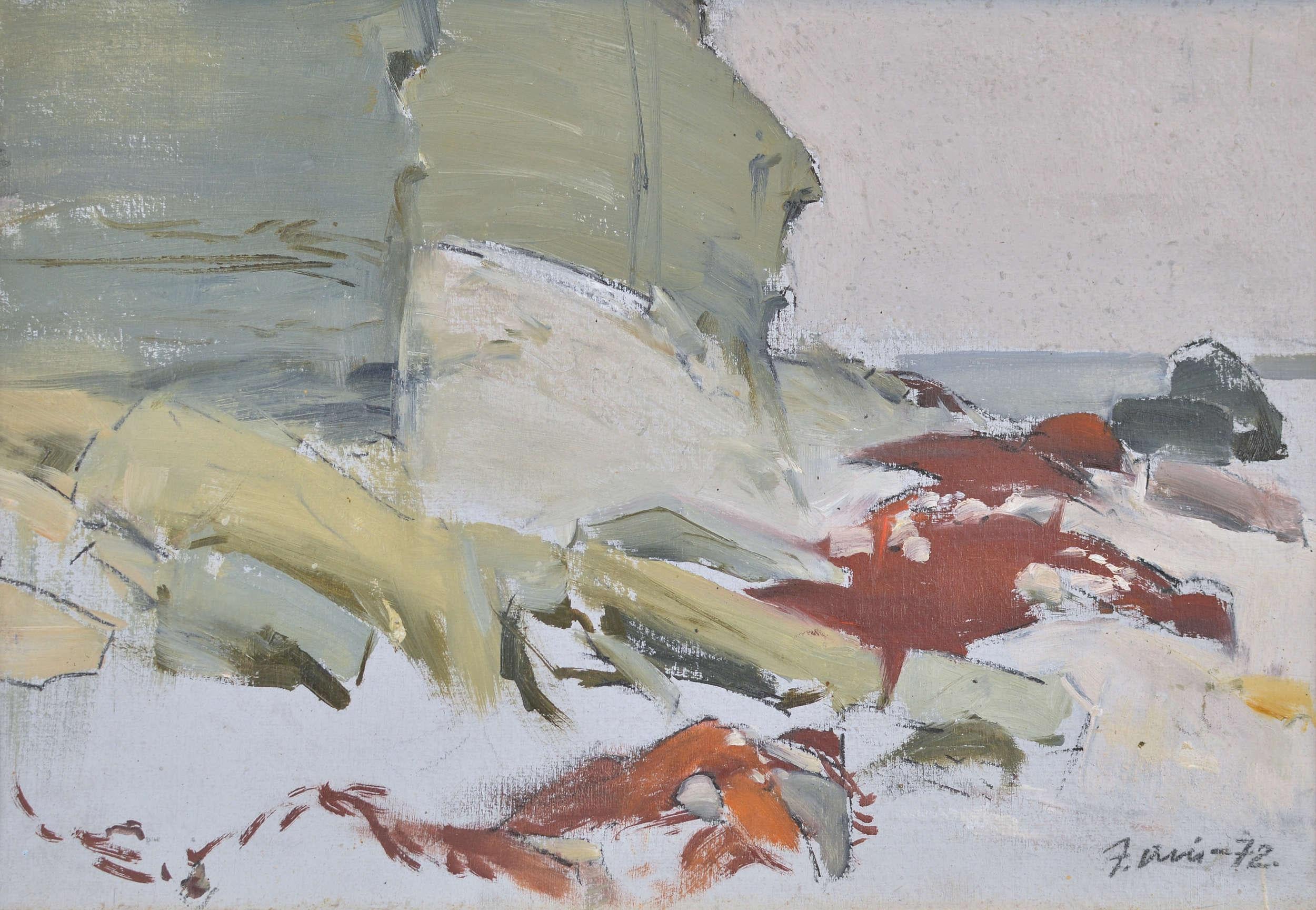 Janis Osis Interior Painting – Shore. 1972. Öl auf Leinwand. 34x50 cm