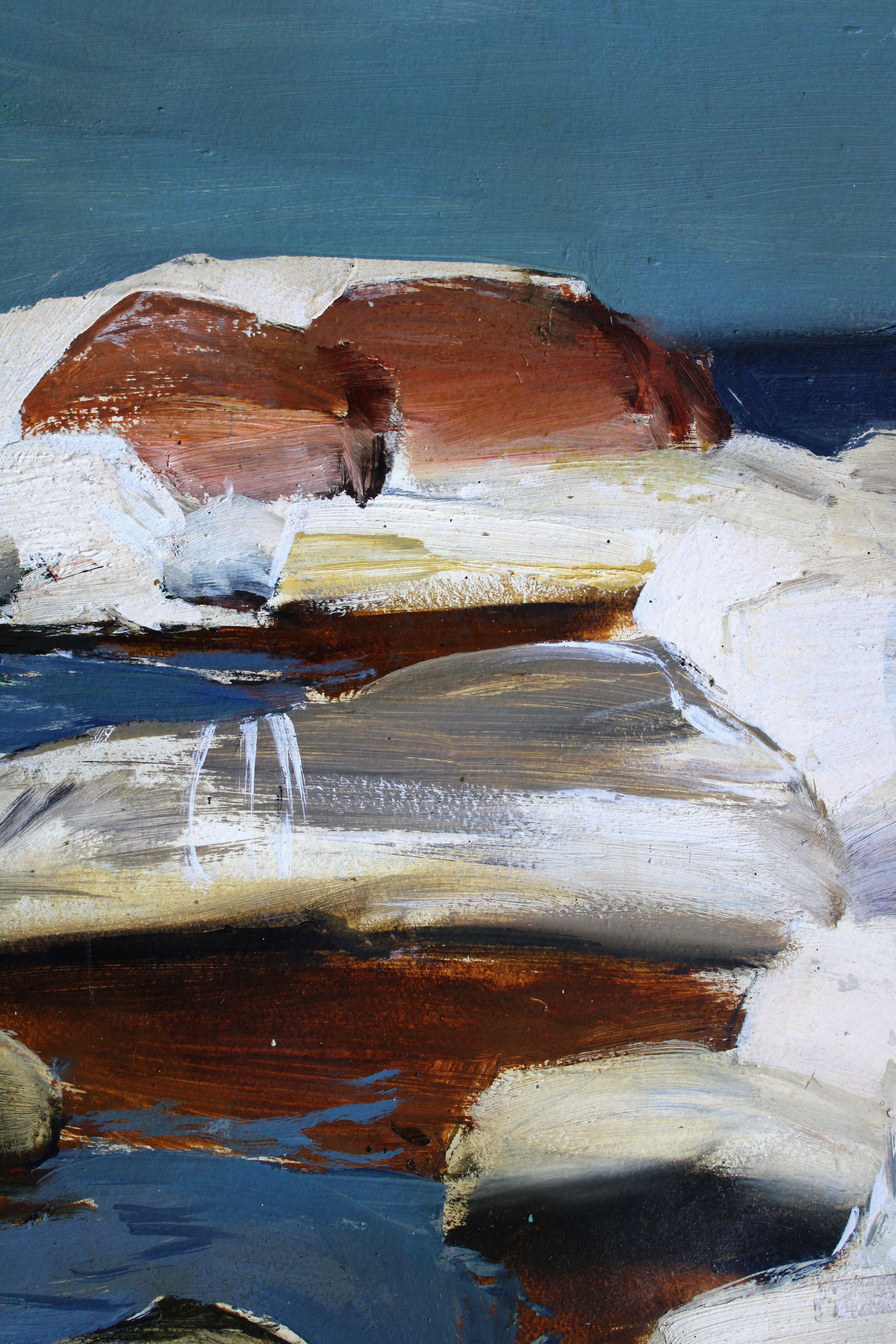 Piedras de la costa. óleo sobre cartón, 80x50 cm en venta 1