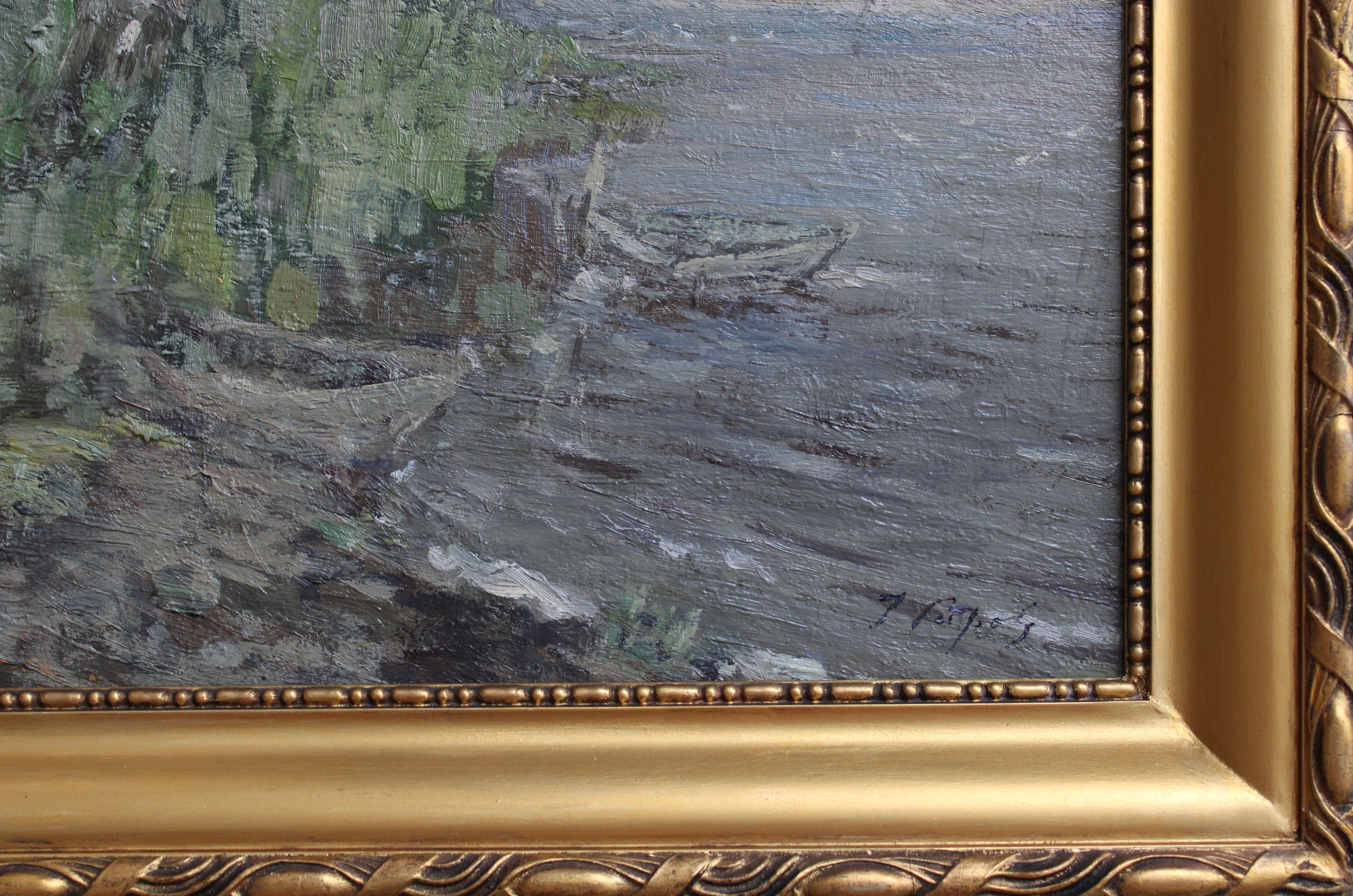Costa del lago. Óleo sobre tabla, 35,5x47,5 cm - Painting Expresionista de Janis Pupols