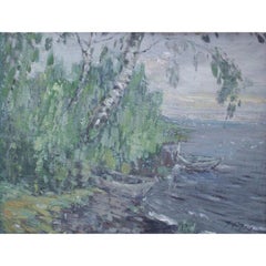 Lake coast. Oil on board, 35.5x47.5 cm