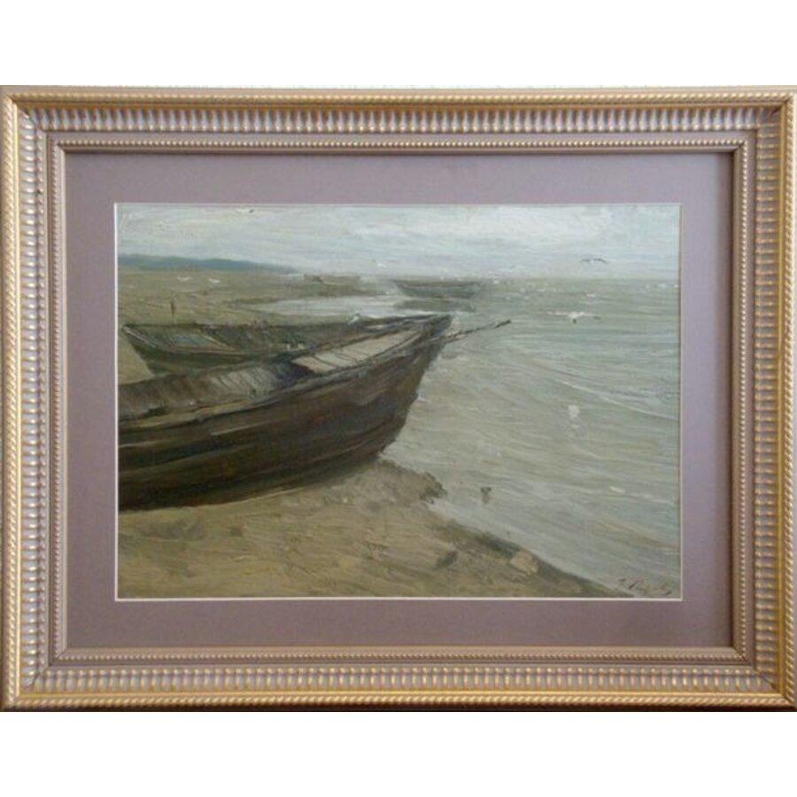 Meeresküste. Öl auf Karton, 32x45 cm, Öl – Painting von Janis Pupols