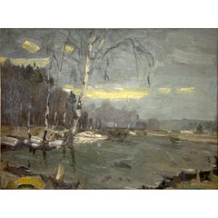 Thaw. Oil on board, 33x43 cm