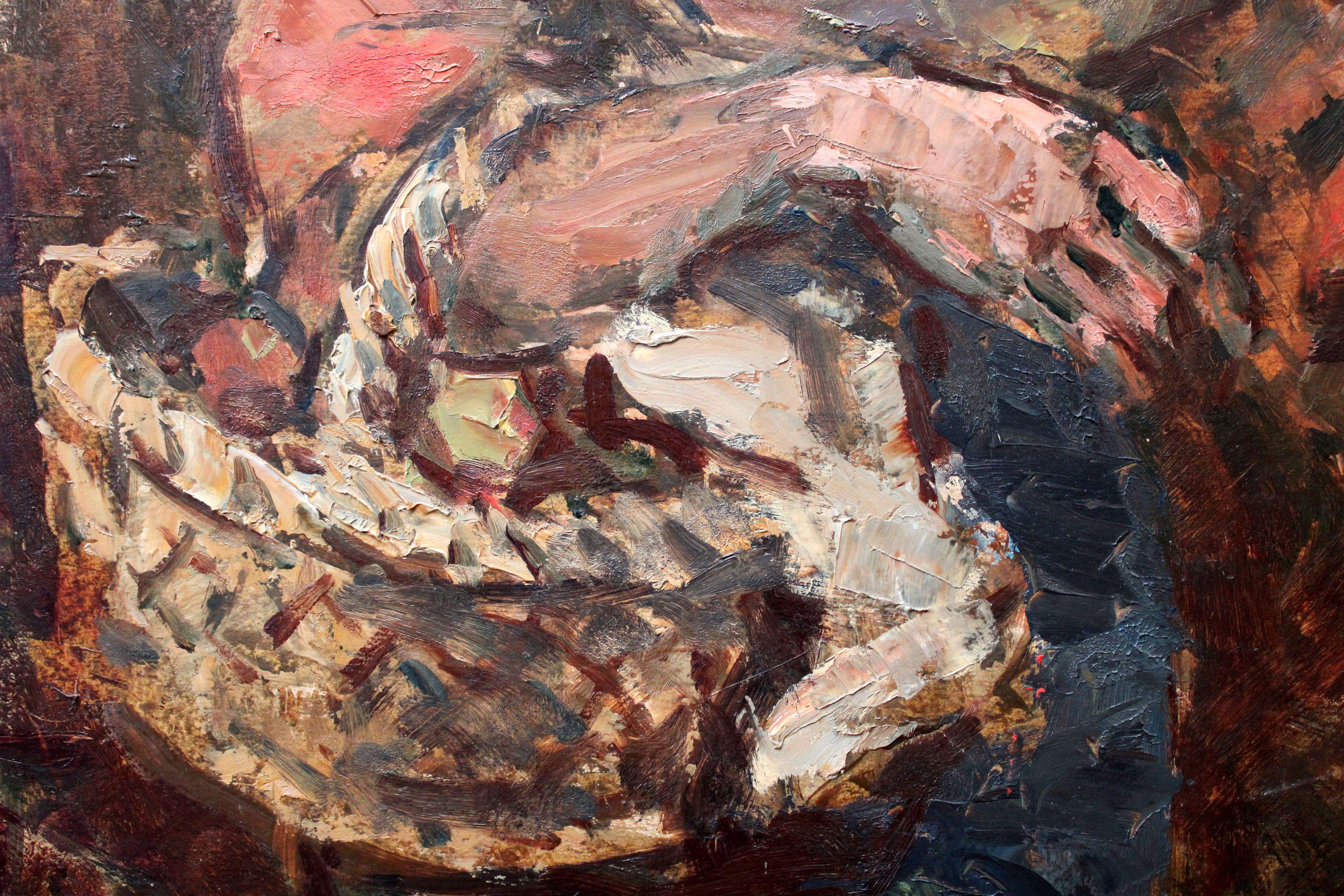 En el jardín de otoño. Óleo sobre cartón, 80 x 57 cm - Painting Expresionista de Janis Rikmanis
