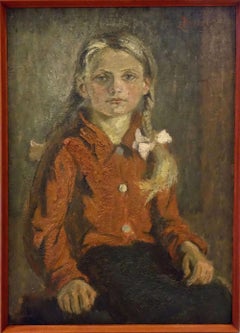 Mädchen. Porträt von Janis Rikmanis. Öl auf Sperrholz, 70 x 50 cm. Unterzeichnet