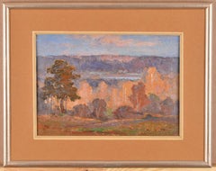 Blick auf den See, Öl auf Karton, Landschaftsmalerei, 26x36,5 cm