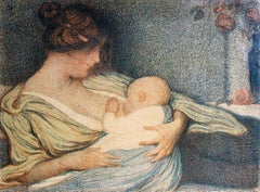 Mother with child, paper/lithograph, 19x25.5 cm