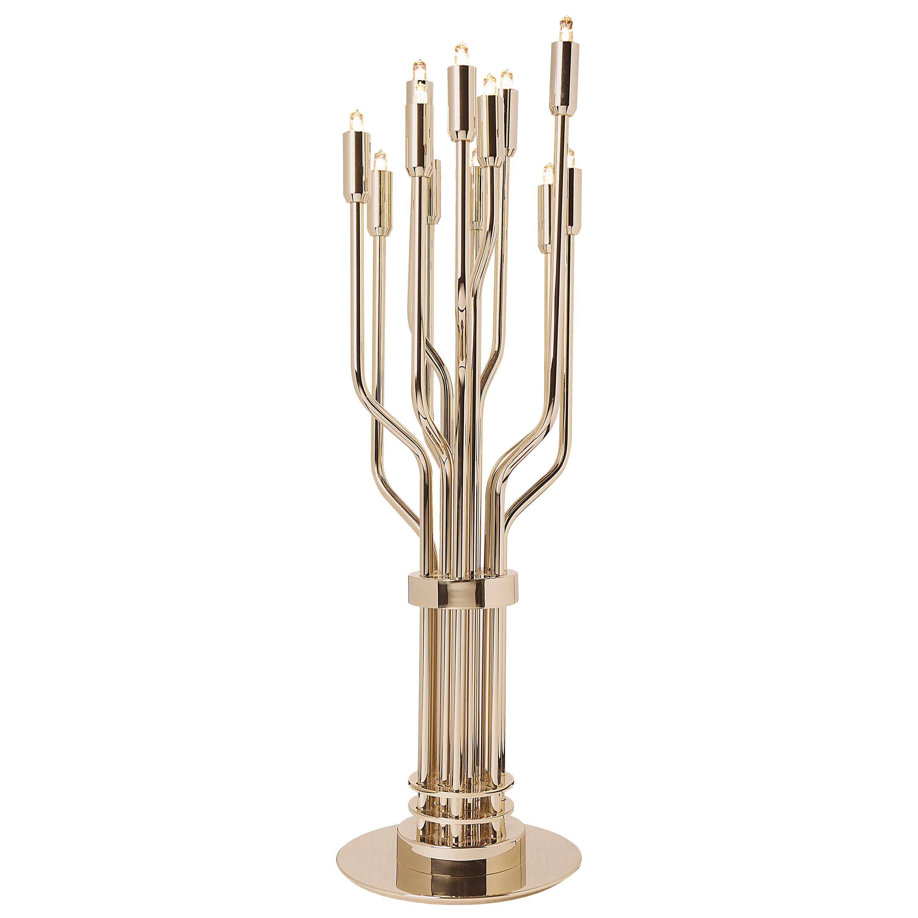 Janis Table Lamp in Gold-Plated and Brass For Sale