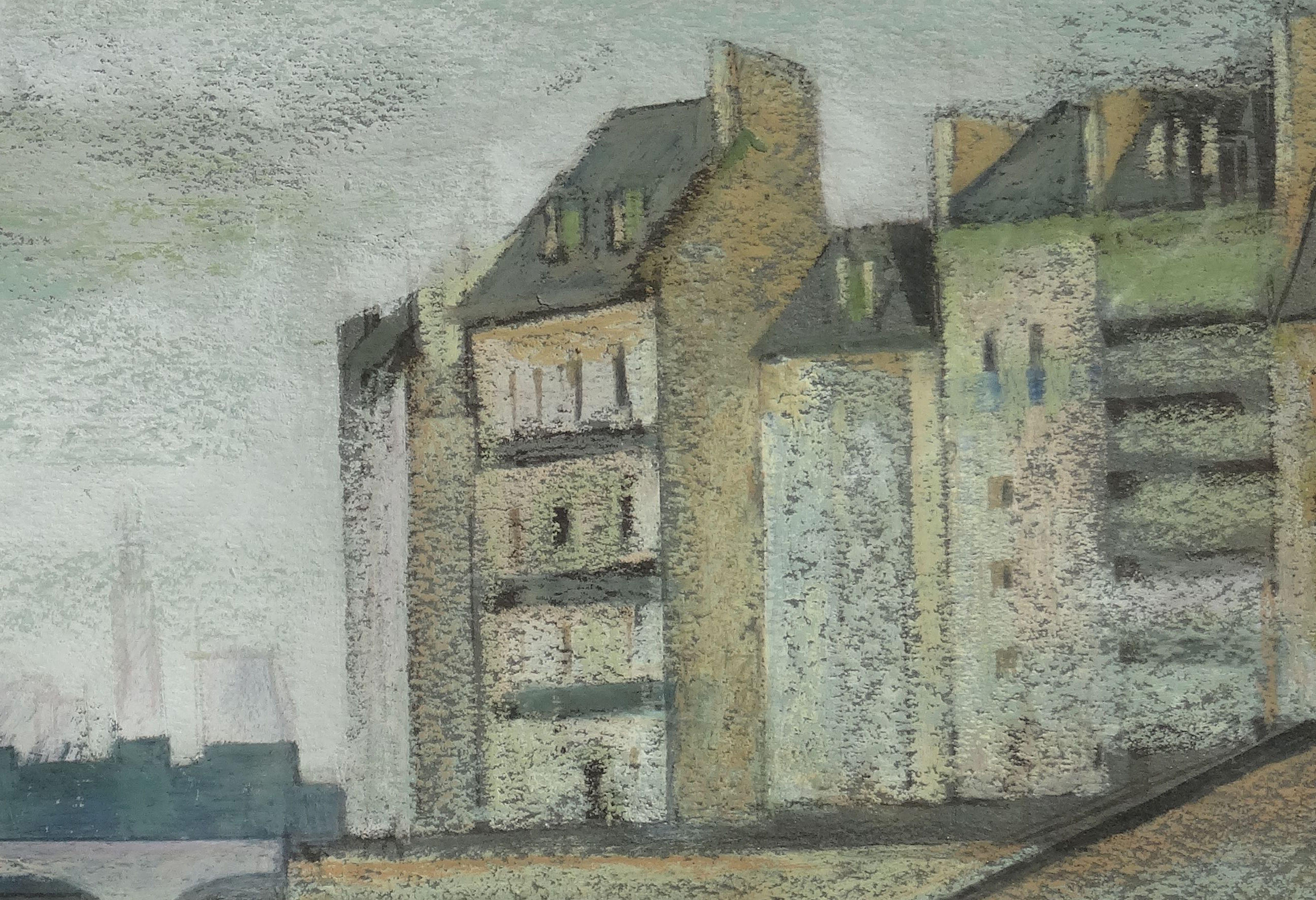Alla Senna. 1996. Carta, pastello, 24x41 cm - Landscape Painting Grigio di Janis Zemitis