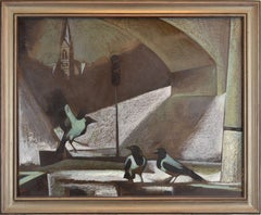 On the Towerhelm street. 1985. Cardboard, oil pastel, 65x80 cm