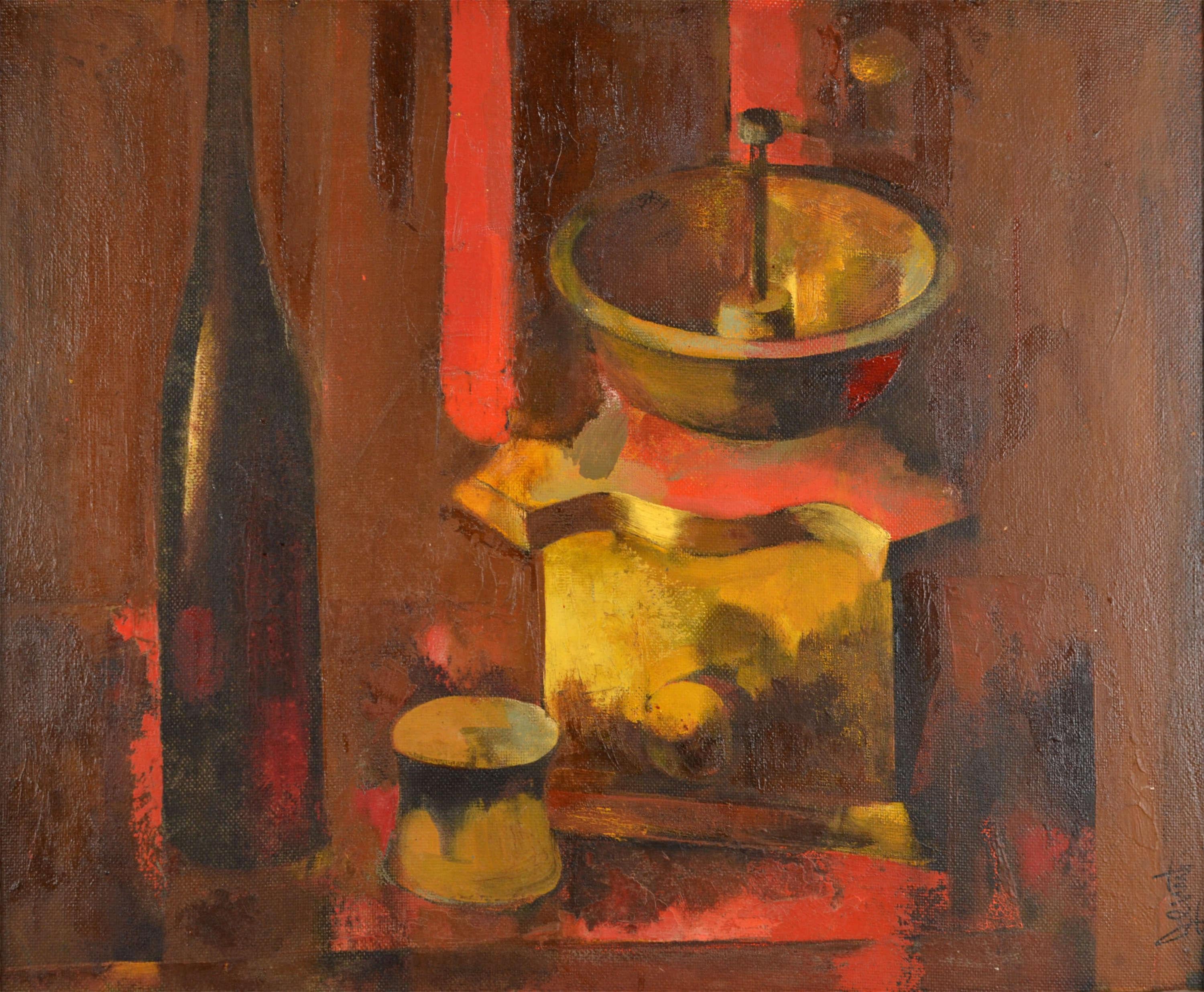 Janis Zemitis Abstract Painting - Still Life. 1990. Canvas, oil, 60x80 cm