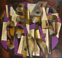 Natura morta con bottiglia. 1994. Olio su cartone, 93x100 cm