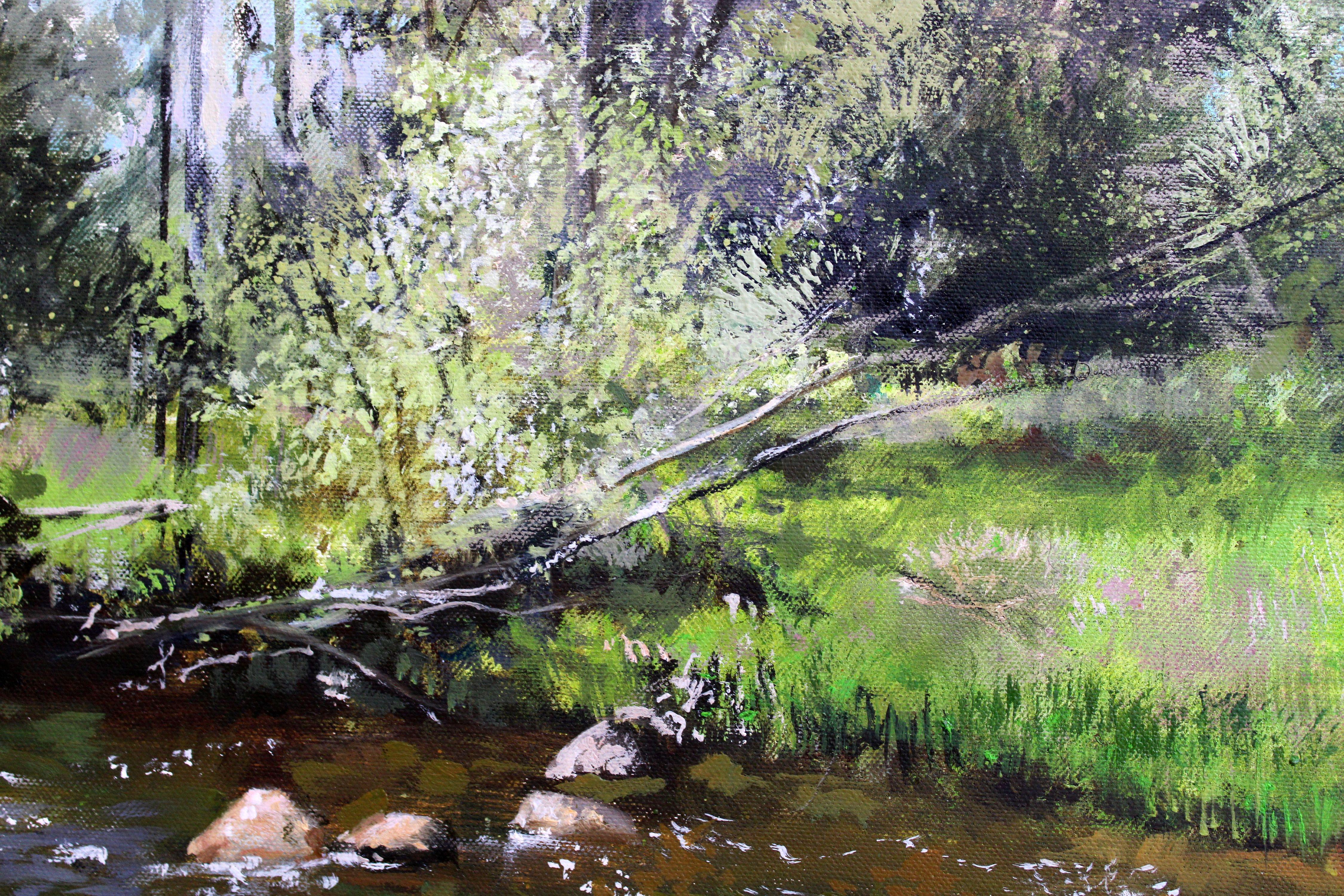 Amata river in spring. 2024, oil on canvas, 70x90 cm For Sale 1