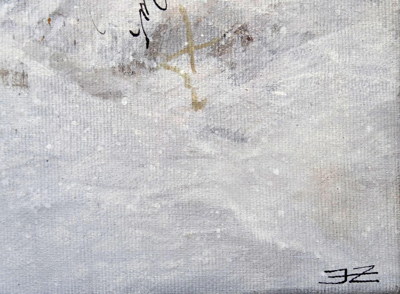 Peu de neige, 2021. Huile sur toile, 49 x57 cm - Gris Animal Painting par Janis Zingitis