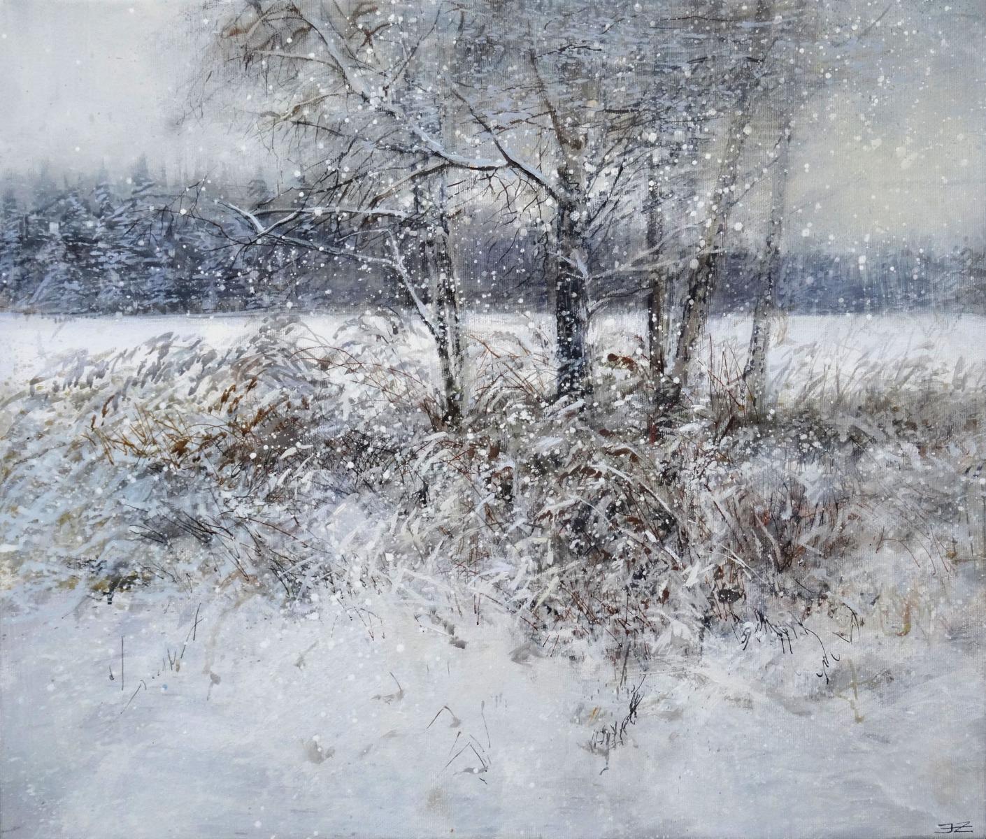 Heavy snow, 2021. Oil on canvas, 49x57 cm