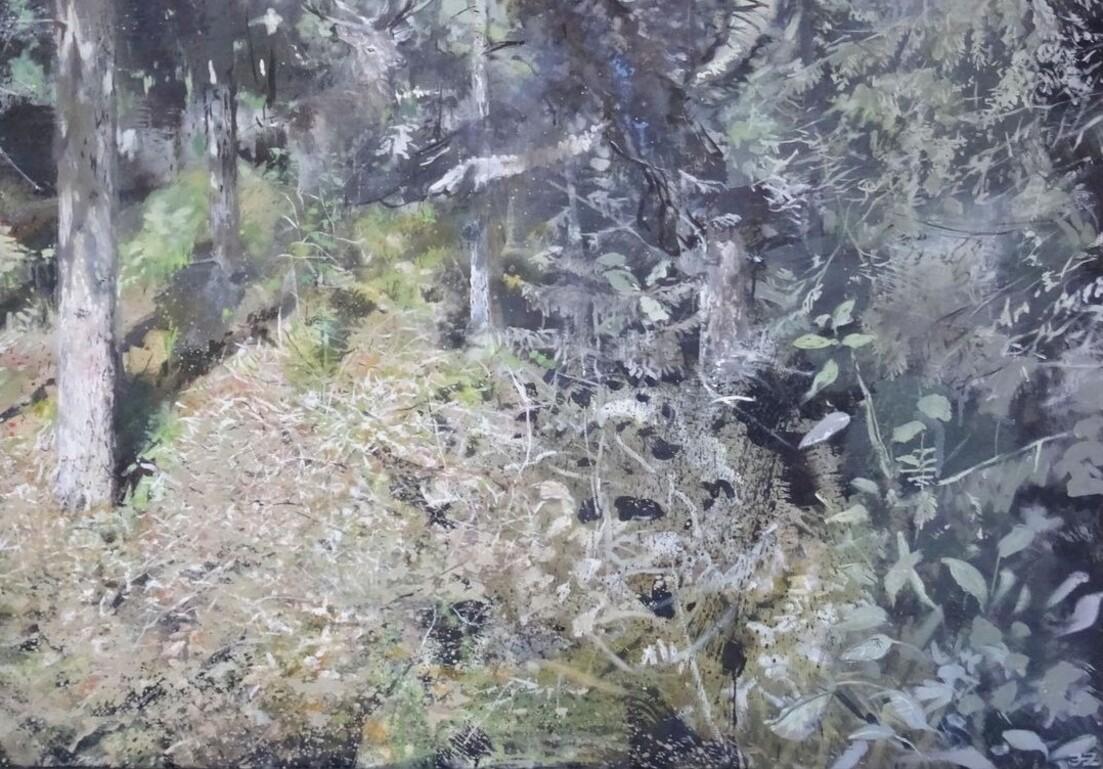 In the realm of the forest king. 2017, Oil on canvas, 120x160 cm - Painting by Janis Zingitis