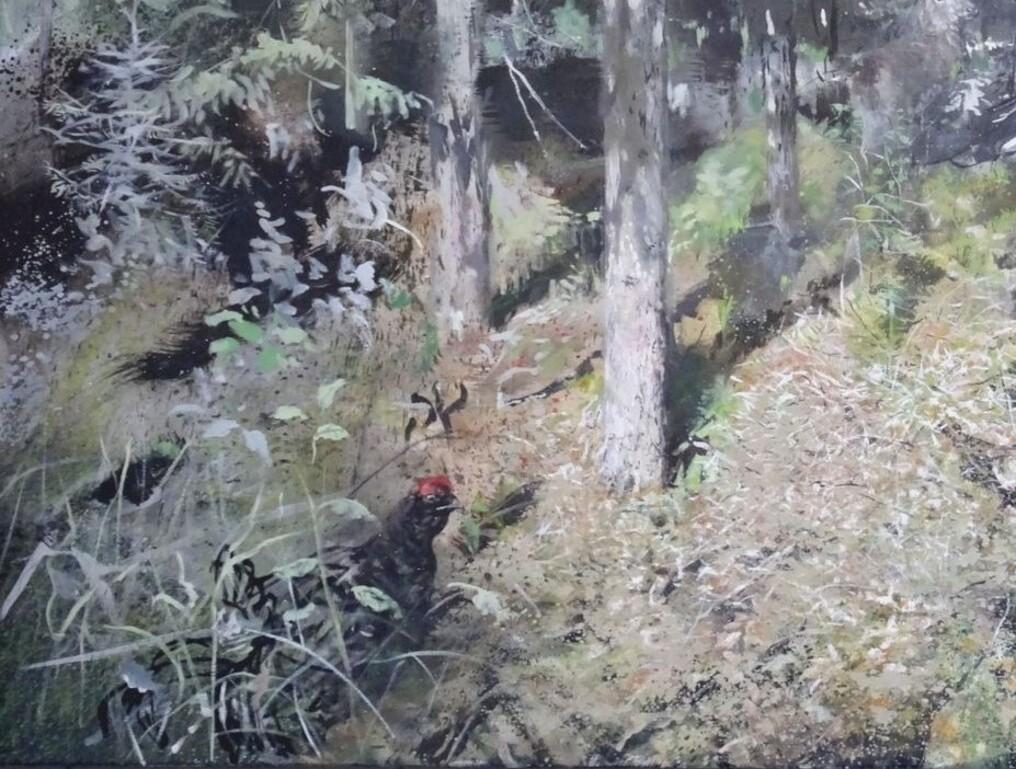 In the realm of the forest king. 2017, Oil on canvas, 120x160 cm - Realist Painting by Janis Zingitis