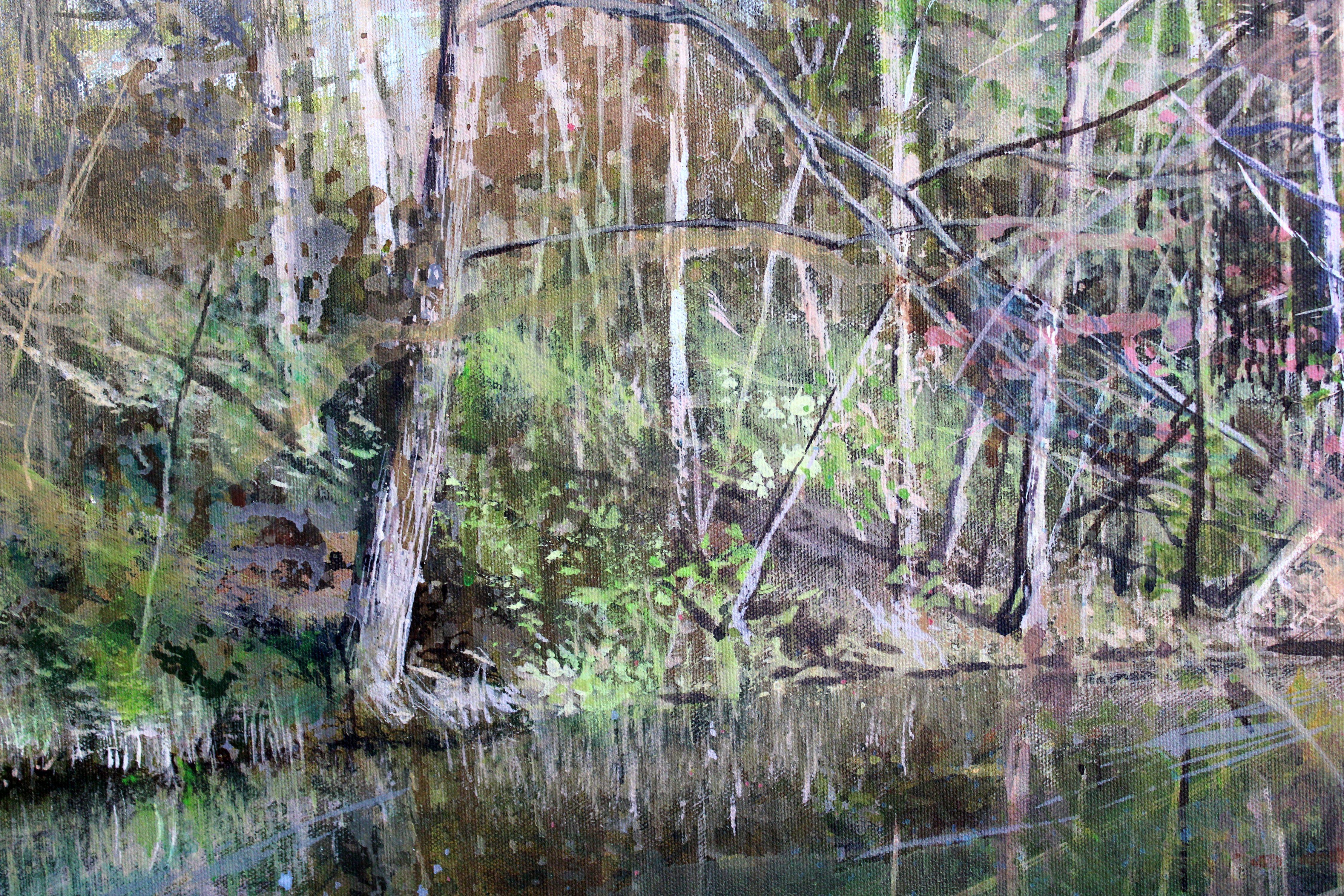 Seeufer im Frühling. 2023, Acryl auf Leinwand, 60x80 cm im Angebot 1