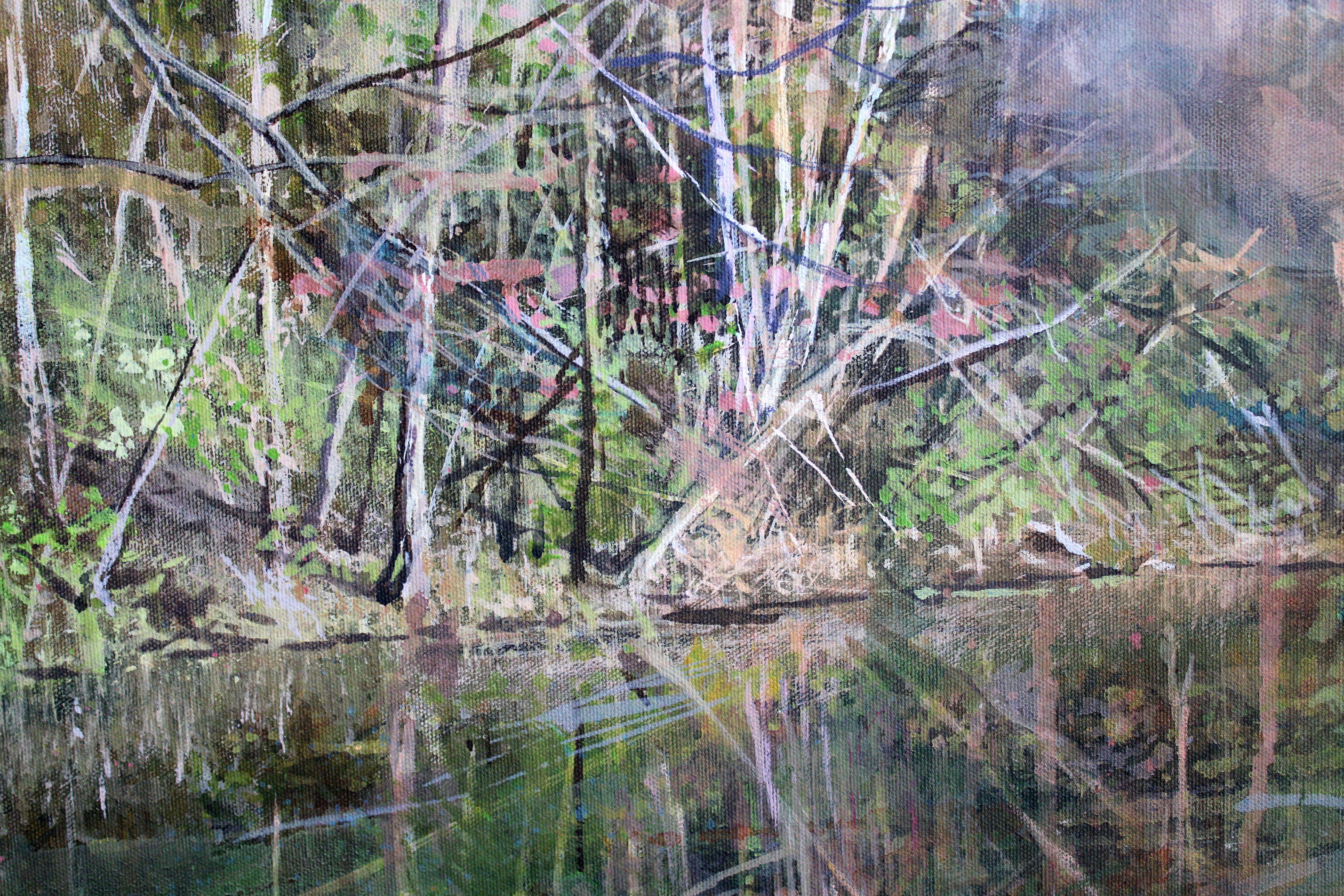 Seeufer im Frühling. 2023, Acryl auf Leinwand, 60x80 cm im Angebot 3