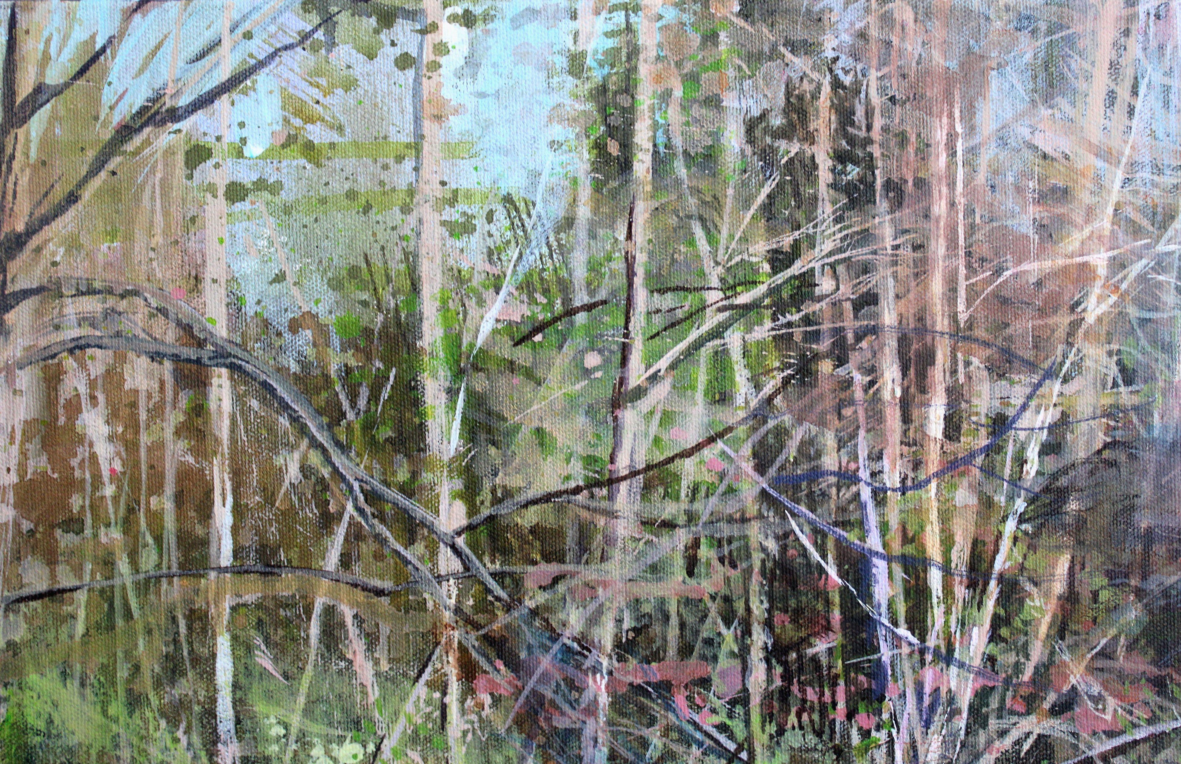 Seeufer im Frühling. 2023, Acryl auf Leinwand, 60x80 cm im Angebot 4
