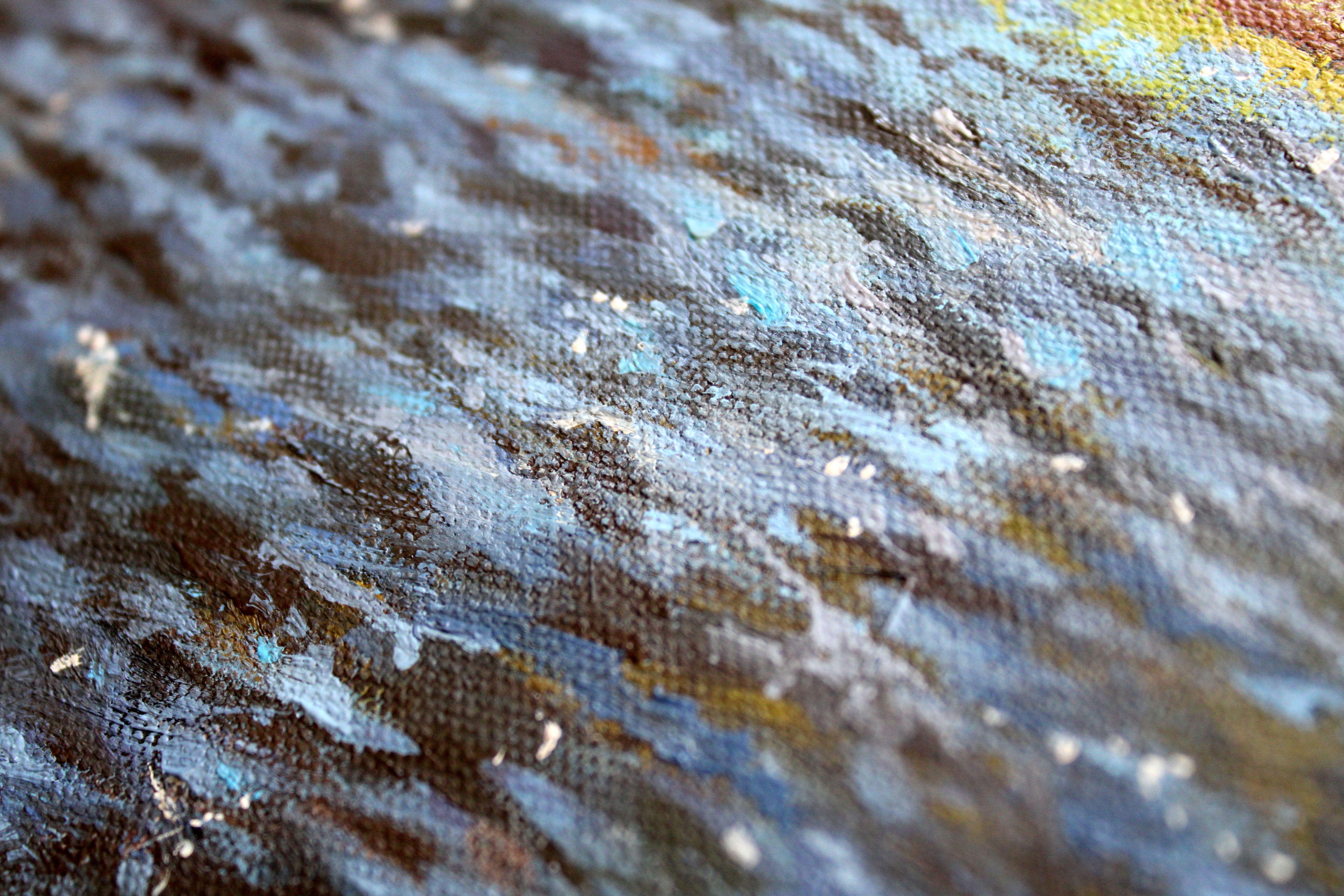 Mai. Der Lobe River fließt in Ogre ein. Öl auf Leinwand, 40x50 cm, Öl im Angebot 3