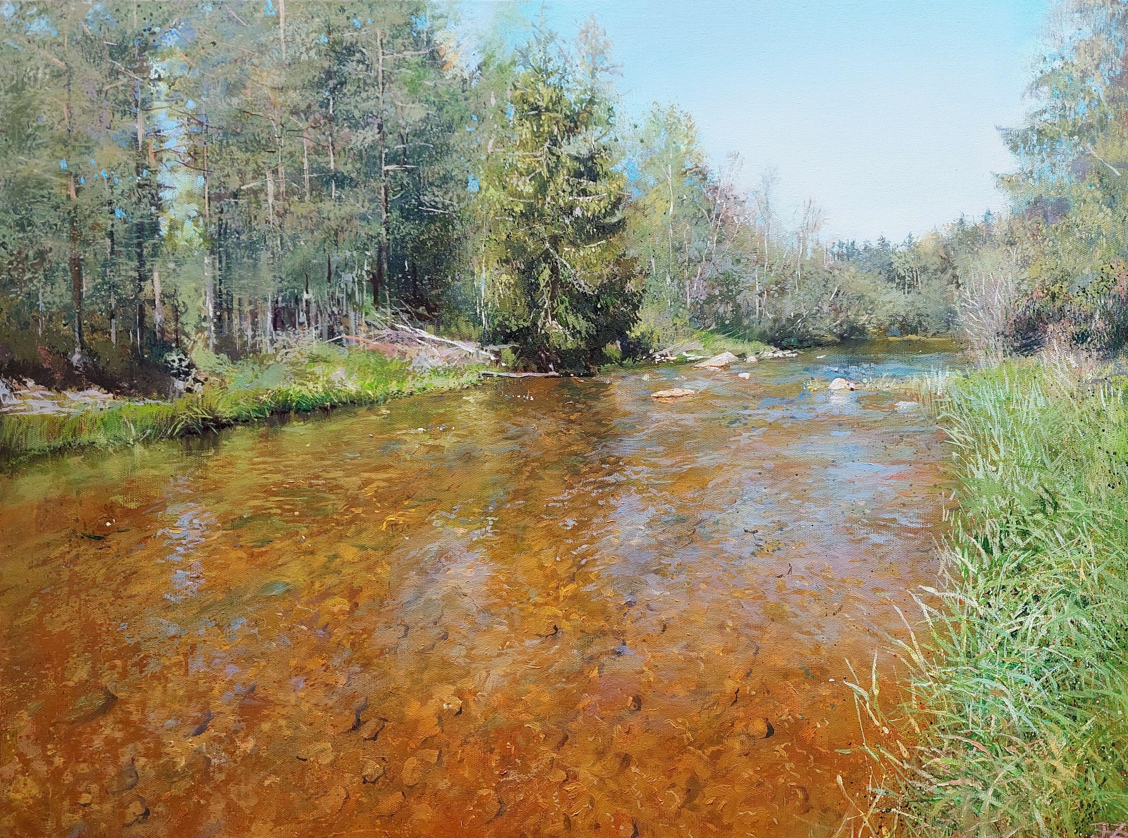 Janis Zingitis Landscape Painting - River in May, 2022., oil on canvas, 60x80 cm