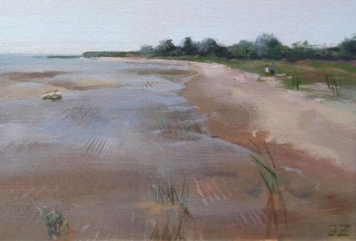 Seaside. 2021, Öl auf Leinwand, 40x50 cm – Painting von Janis Zingitis