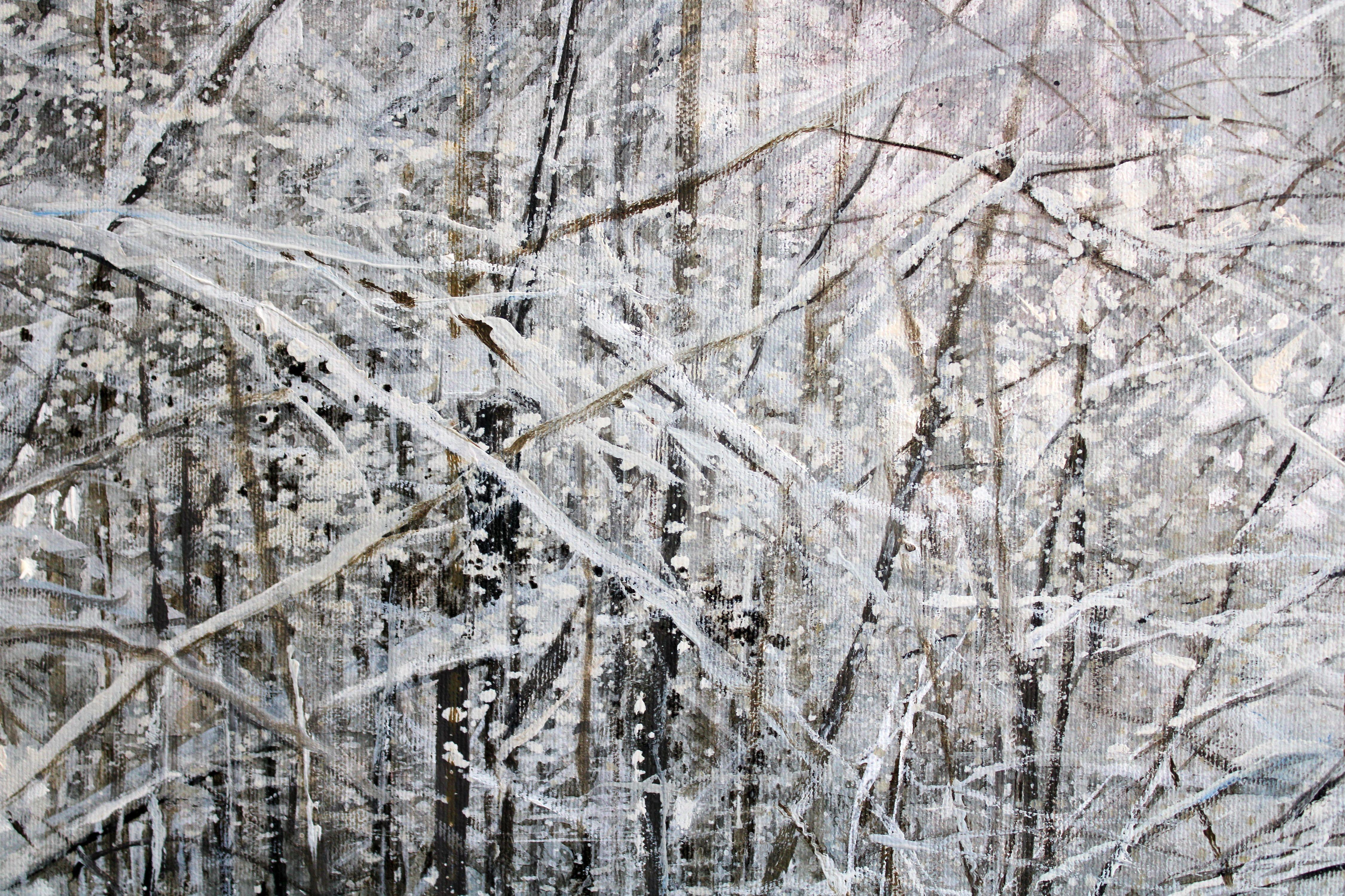 Winterstraße im Wald. 2023, Öl auf Leinwand, 60x80 cm (Grau), Landscape Painting, von Janis Zingitis