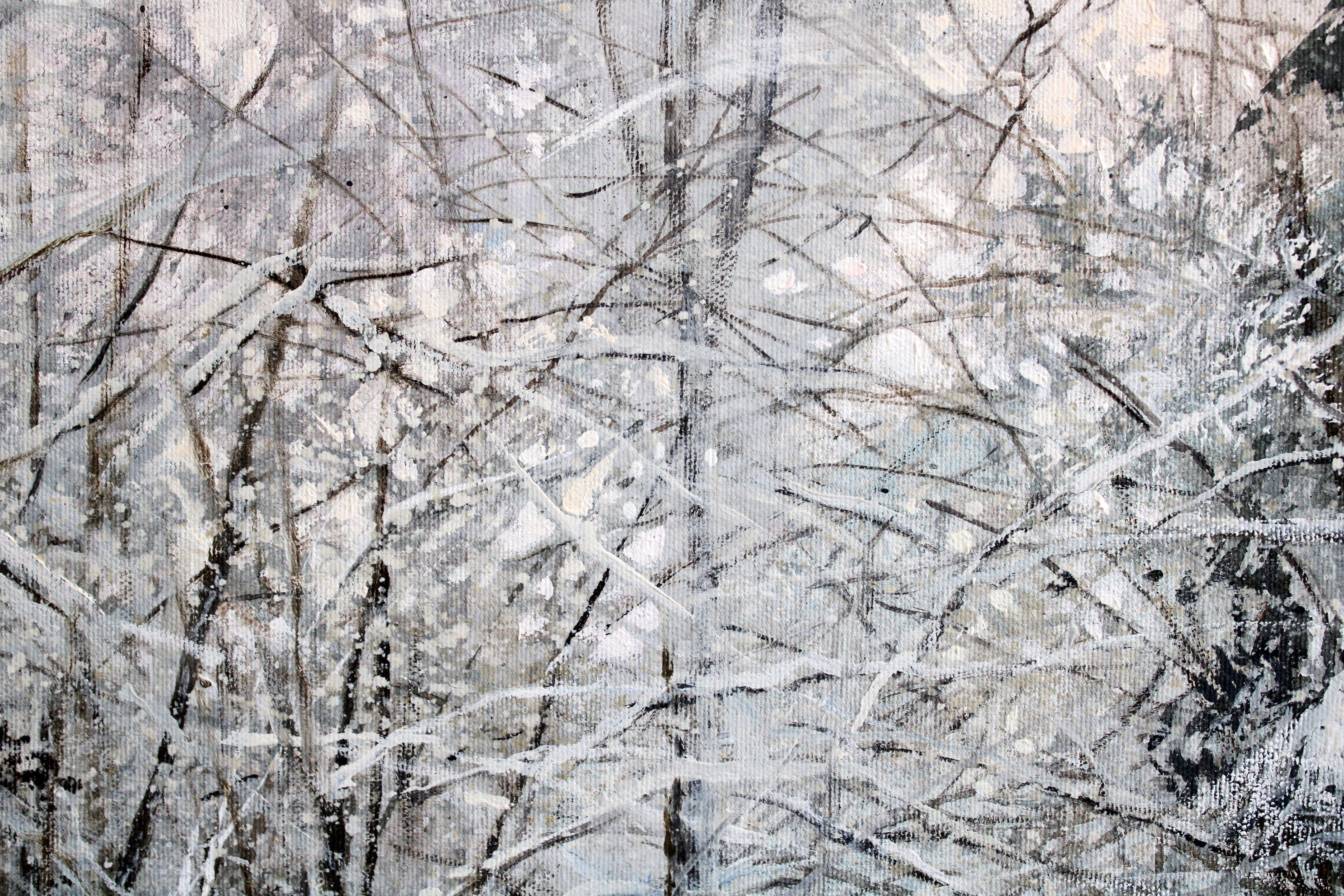 Winterstraße im Wald. 2023, Öl auf Leinwand, 60x80 cm im Angebot 2