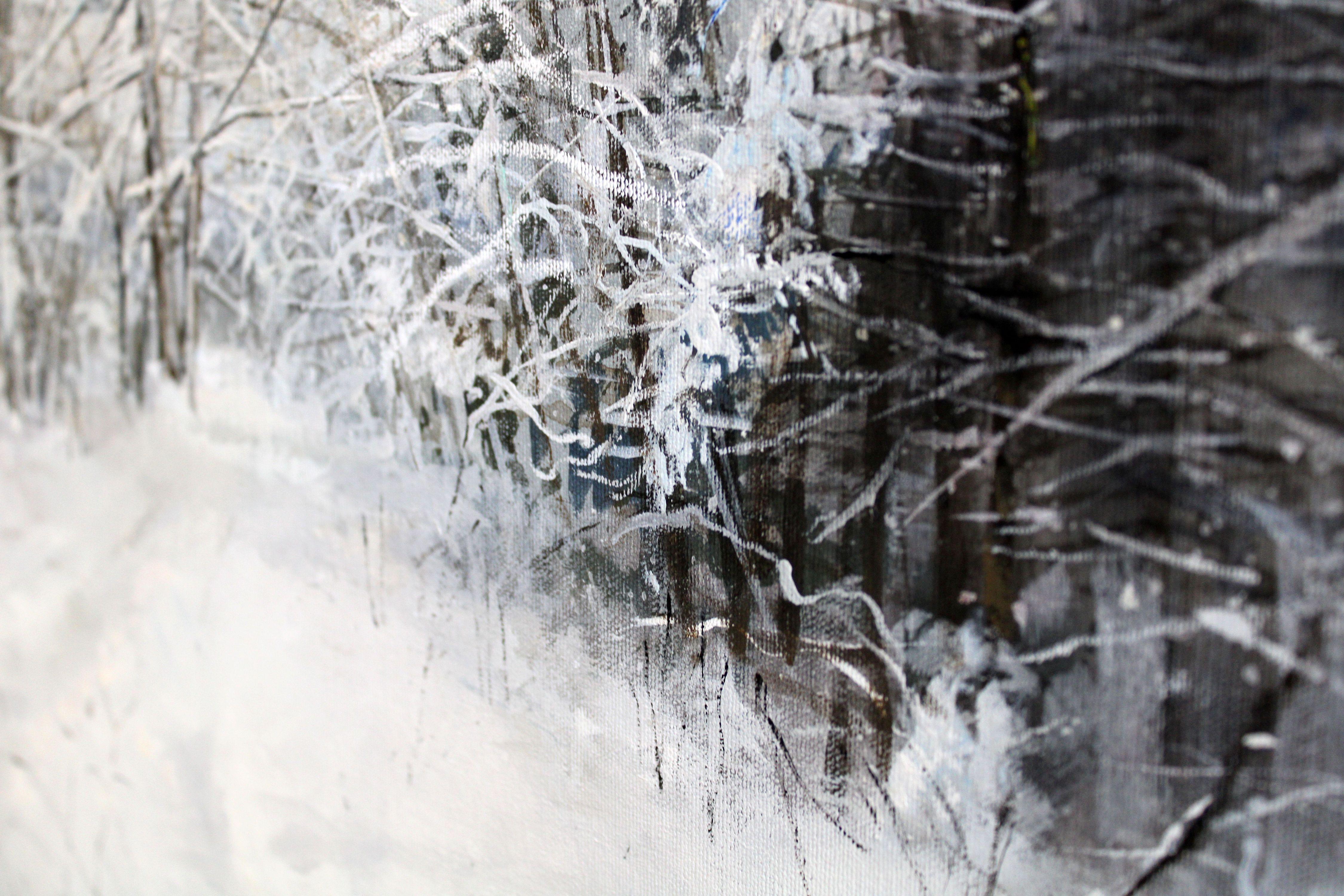 Winterstraße im Wald. 2023, Öl auf Leinwand, 60x80 cm im Angebot 3